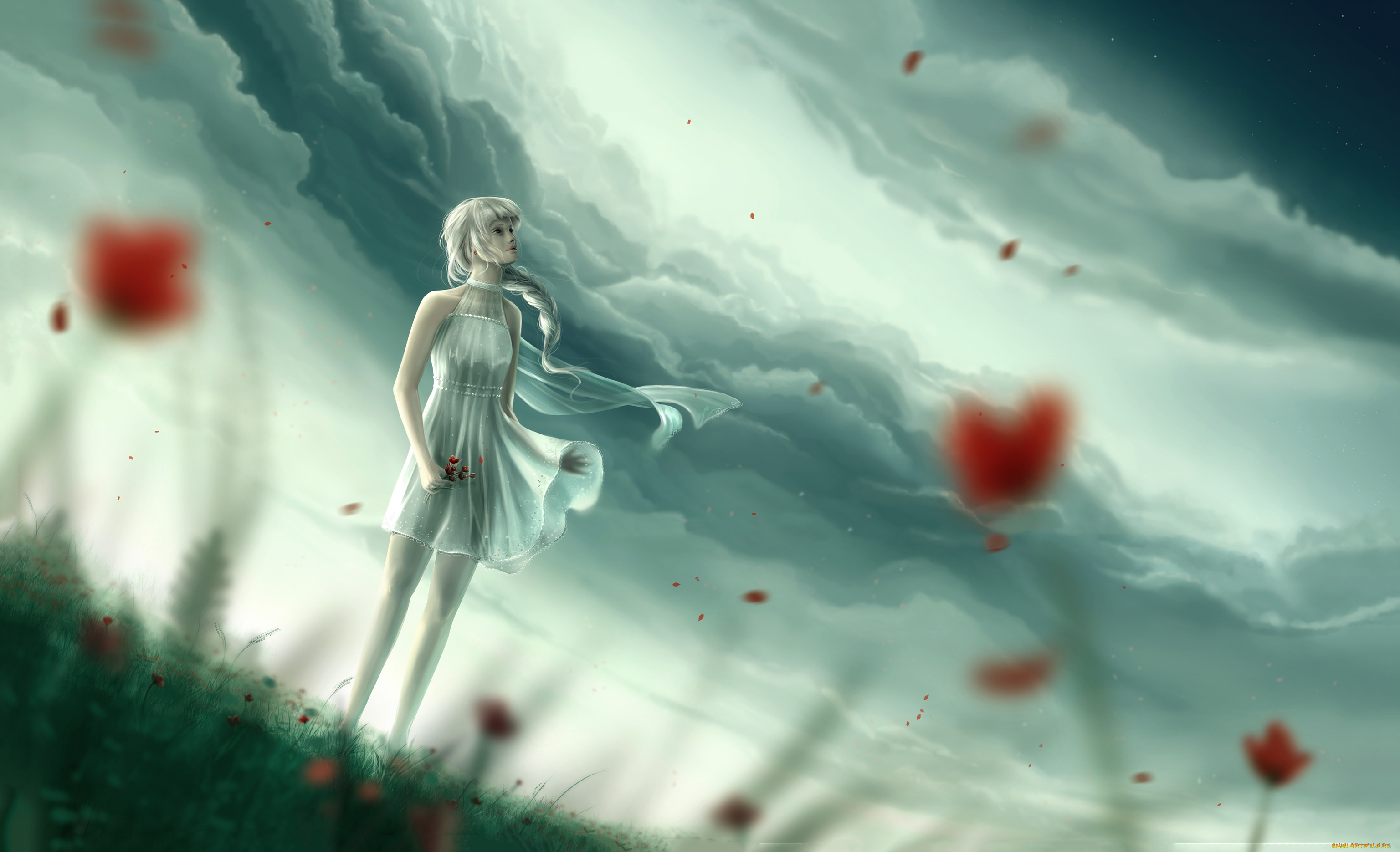 фэнтези, девушки, девушка, фон, взгляд, небо