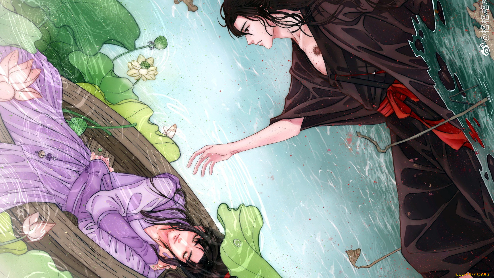 аниме, mo, dao, zu, shi, вэй, усянь, цзян, чэн, лодка, лотосы