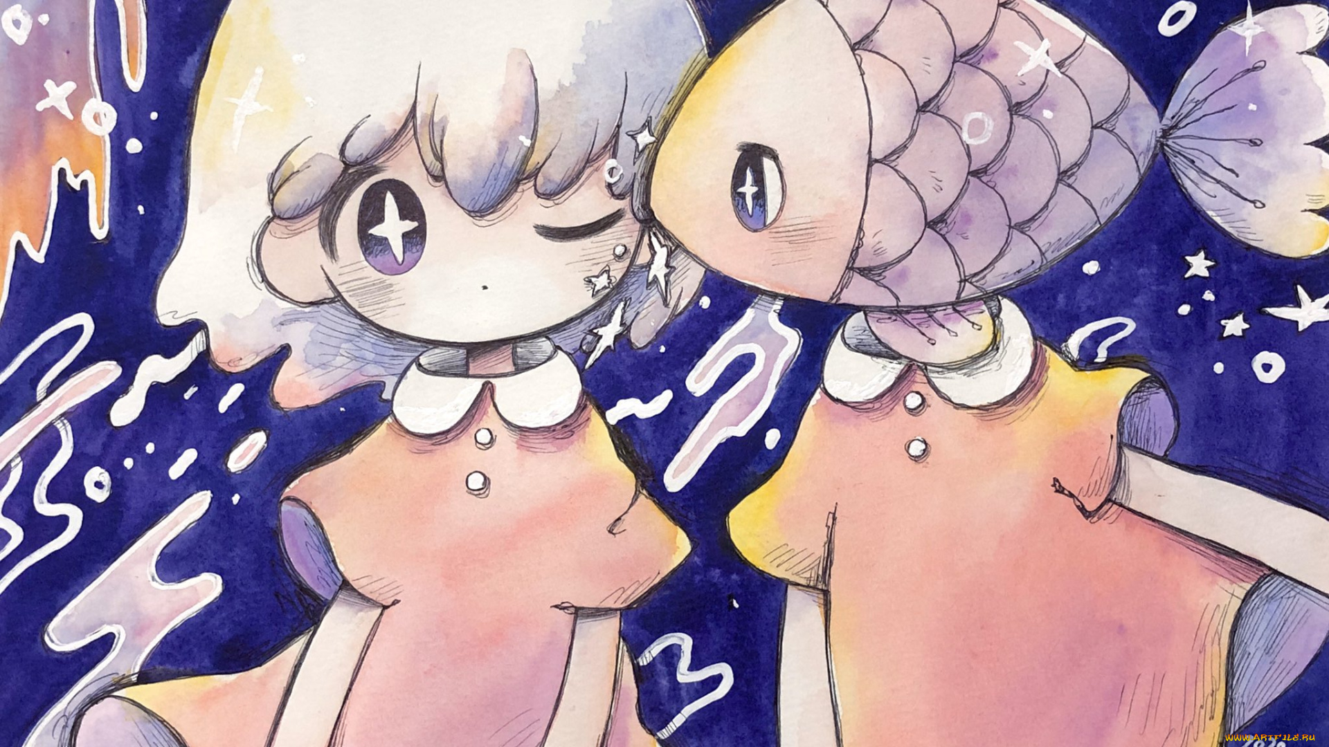 аниме, животные, , существа, девочка