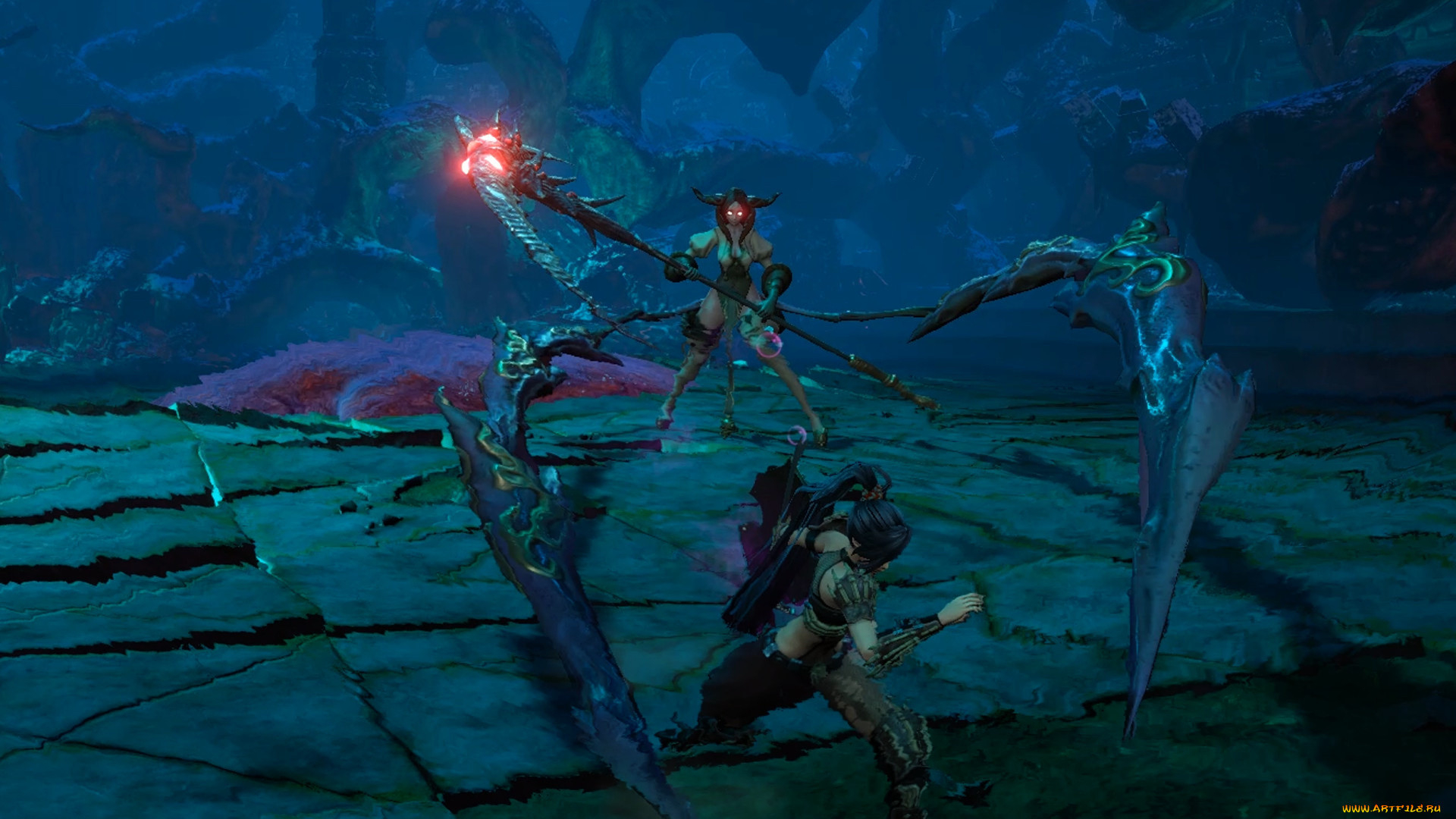 видео, игры, neverinth, девушка, монстр, поединок