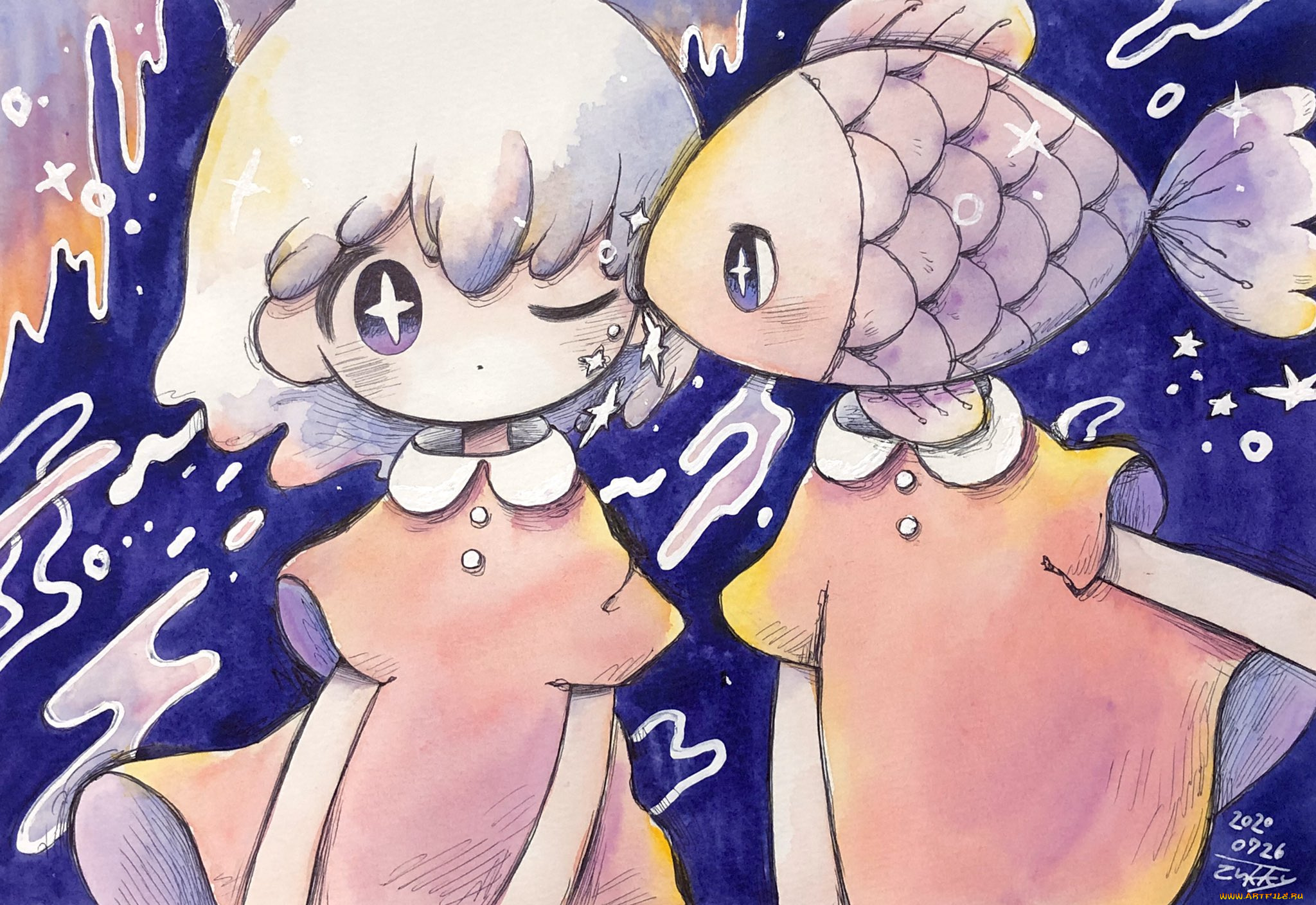 аниме, животные, , существа, девочка