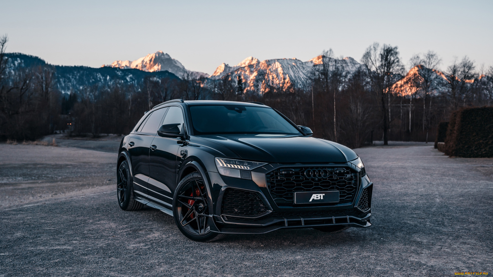 автомобили, audi, front, black, mountain, road, abt, signature, edition, rs, q8