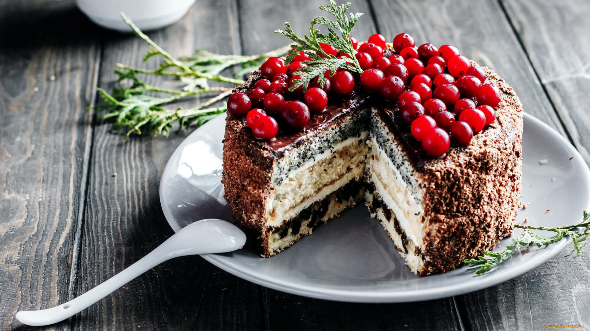 еда, торты, тарелка, торт, клюква