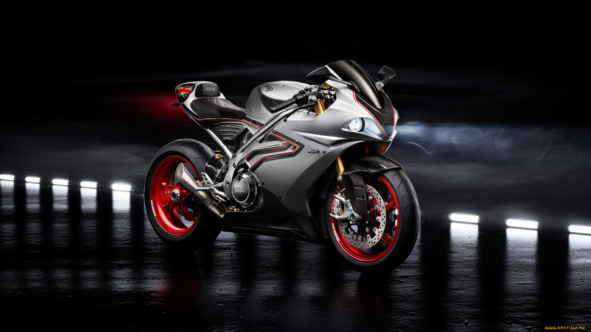 мотоциклы, norton, superbike, dark, background, sports, bike, v4sv