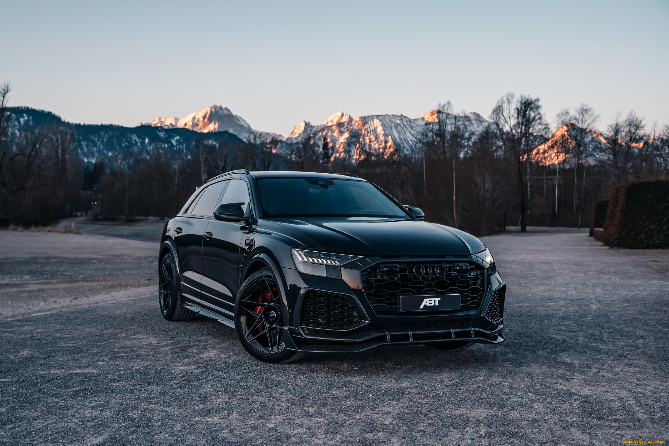 автомобили, audi, front, black, mountain, road, abt, signature, edition, rs, q8