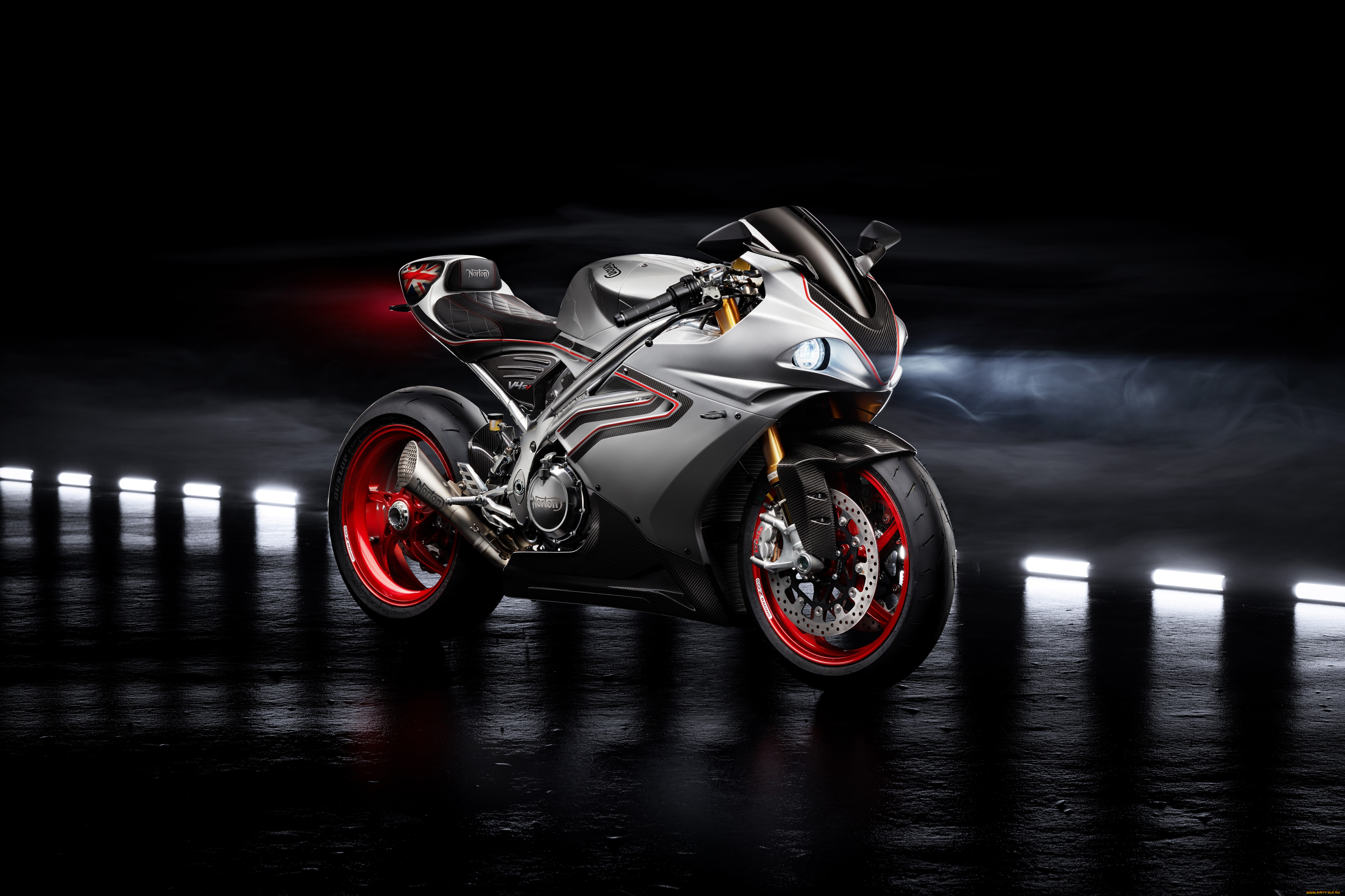 мотоциклы, norton, superbike, dark, background, sports, bike, v4sv