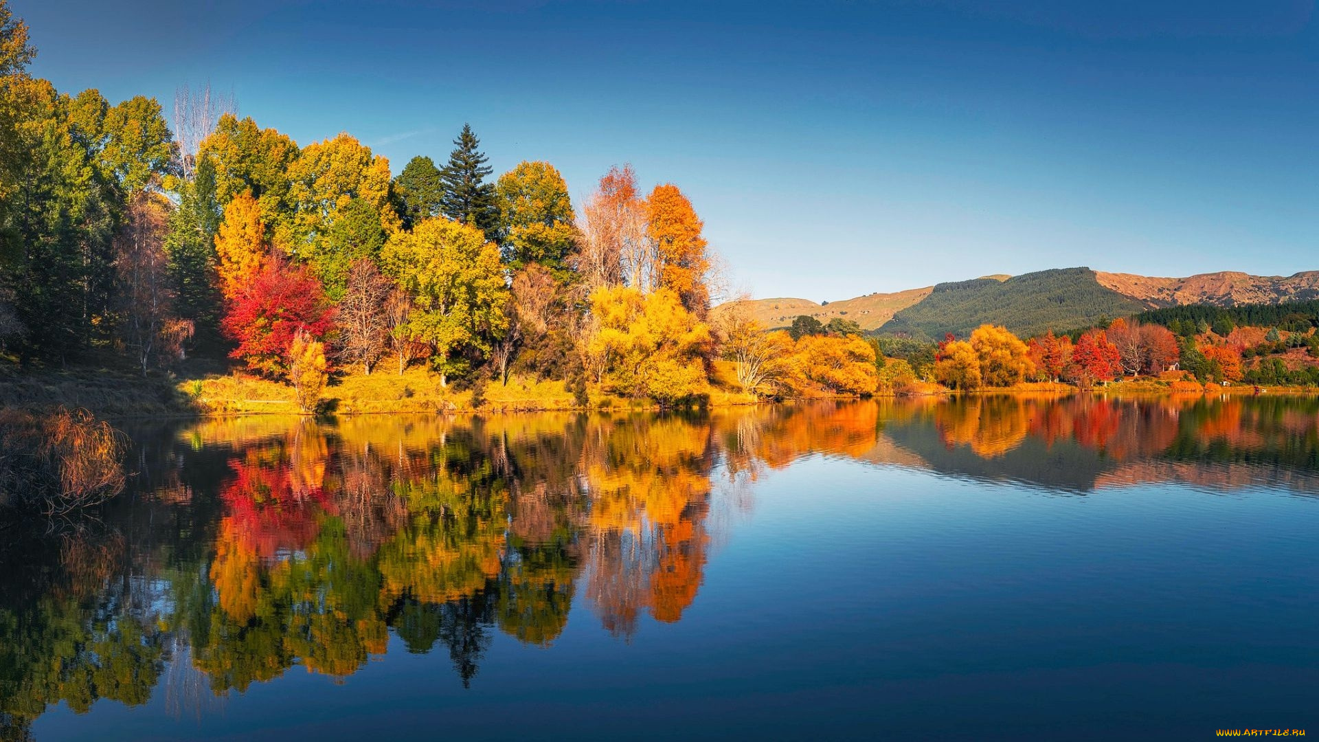 lake, tutira, new, zealand, природа, реки, озера, lake, tutira, new, zealand