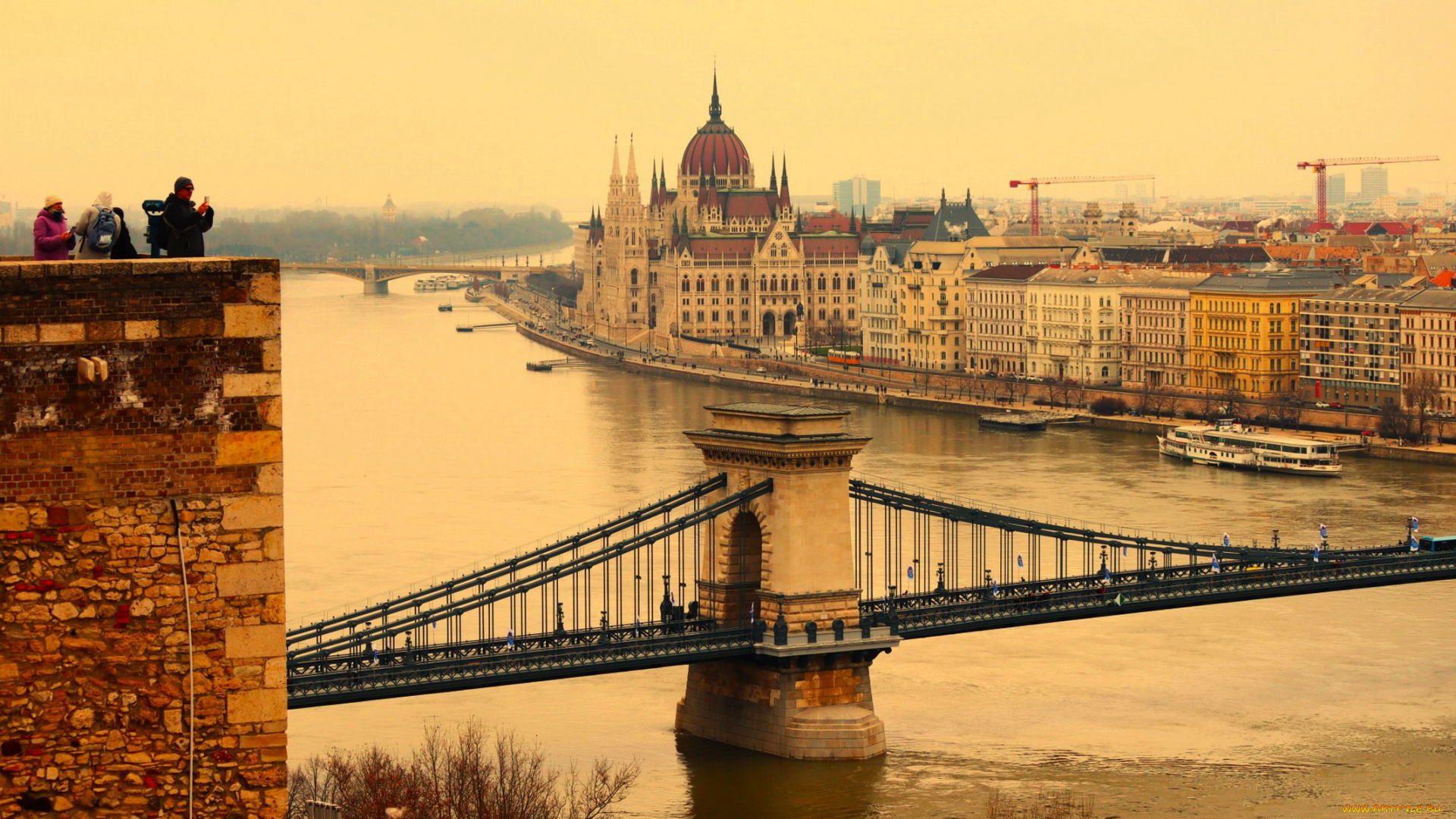 города, будапешт, , венгрия, река, мост