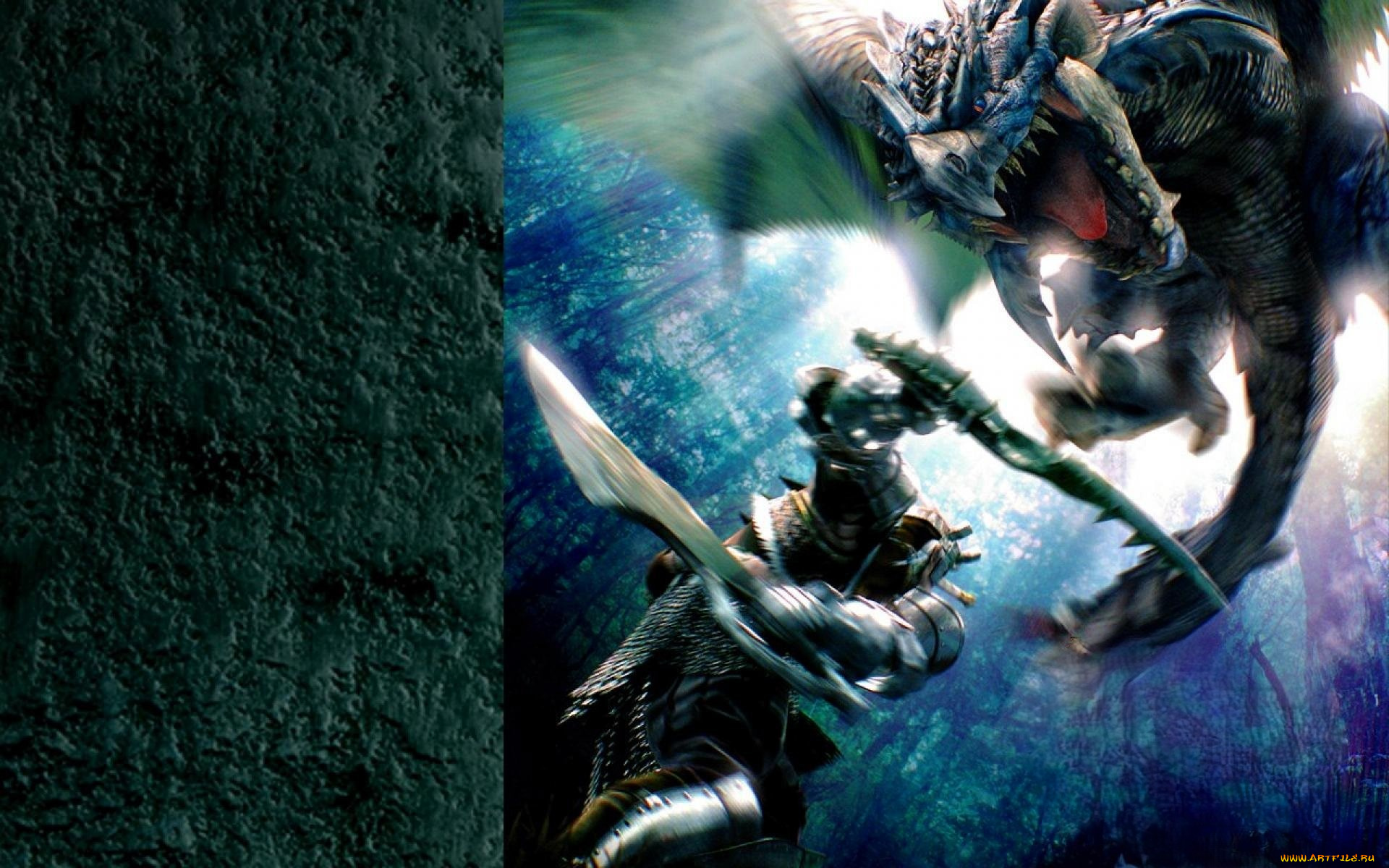 видео, игры, monster, hunter, монстр, дракон, поединок, воин