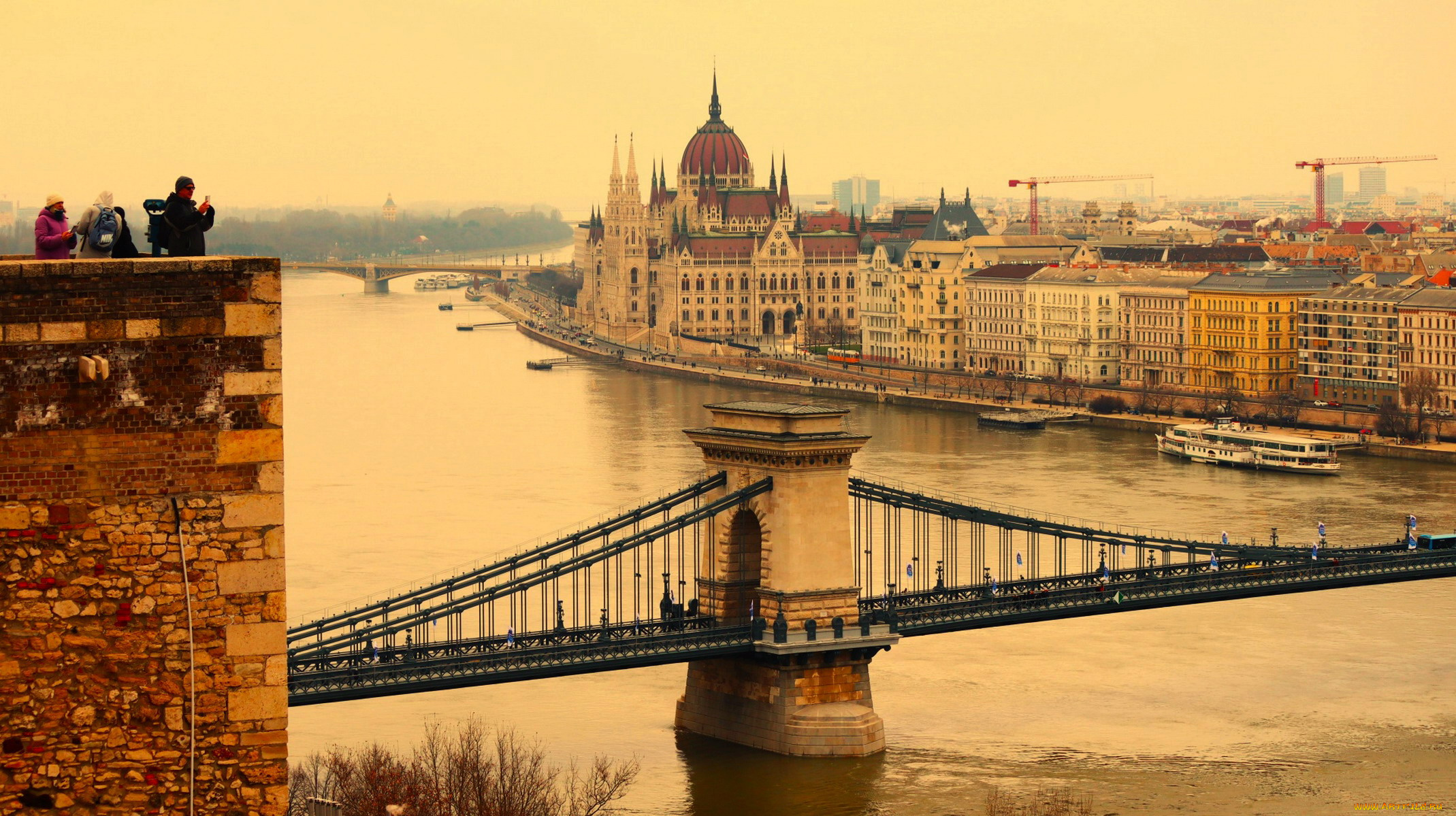 города, будапешт, , венгрия, река, мост