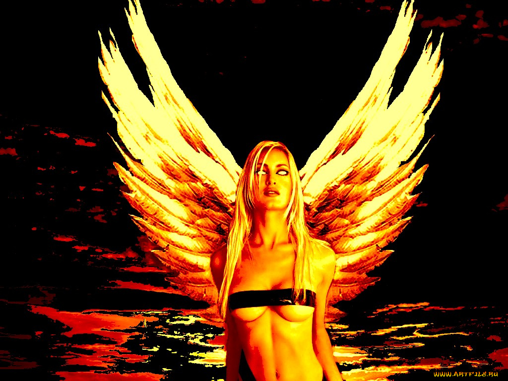 обитель, красного, фэнтези, ангелы