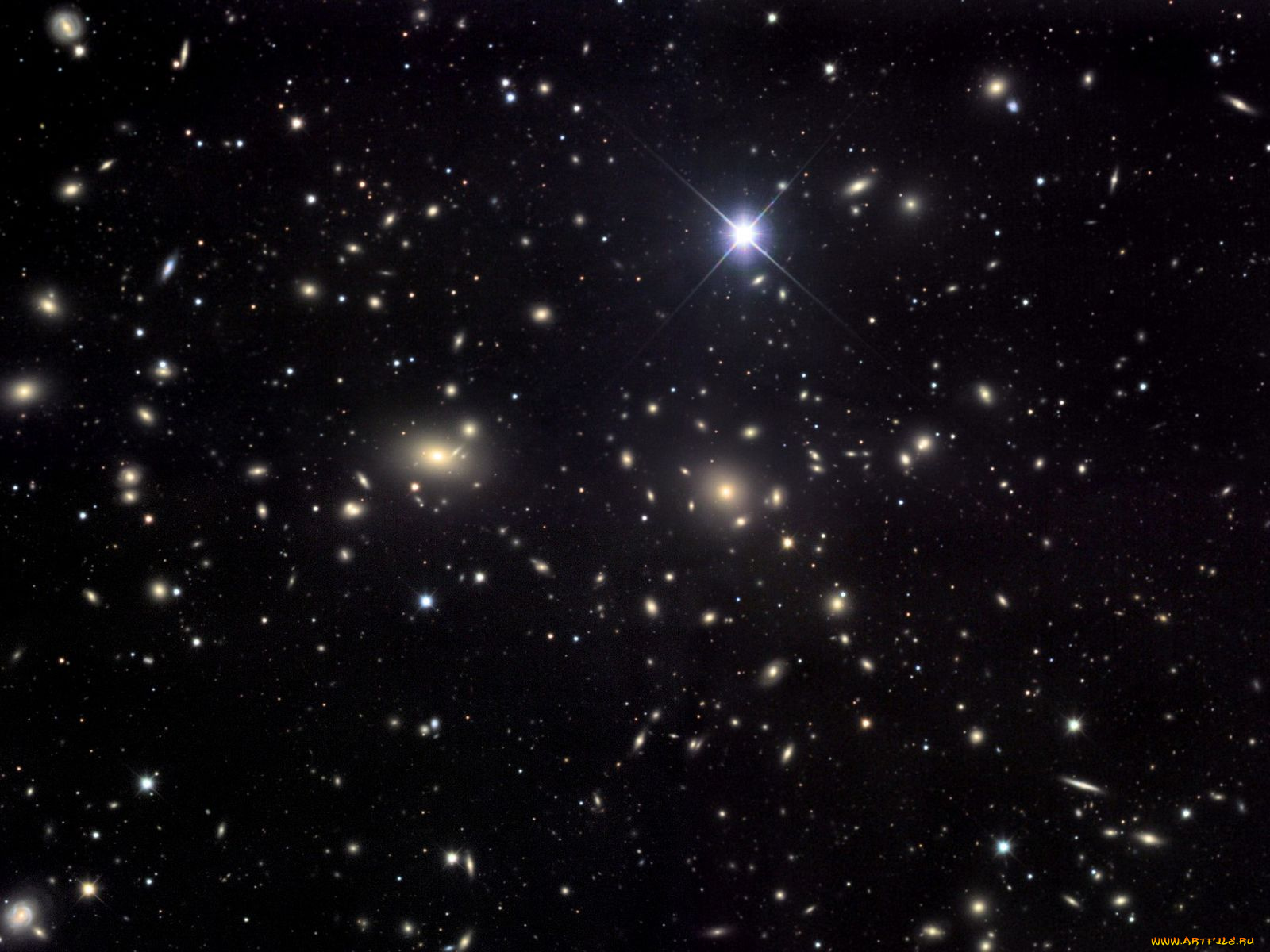 скопление, галактик, космос, галактики, туманности