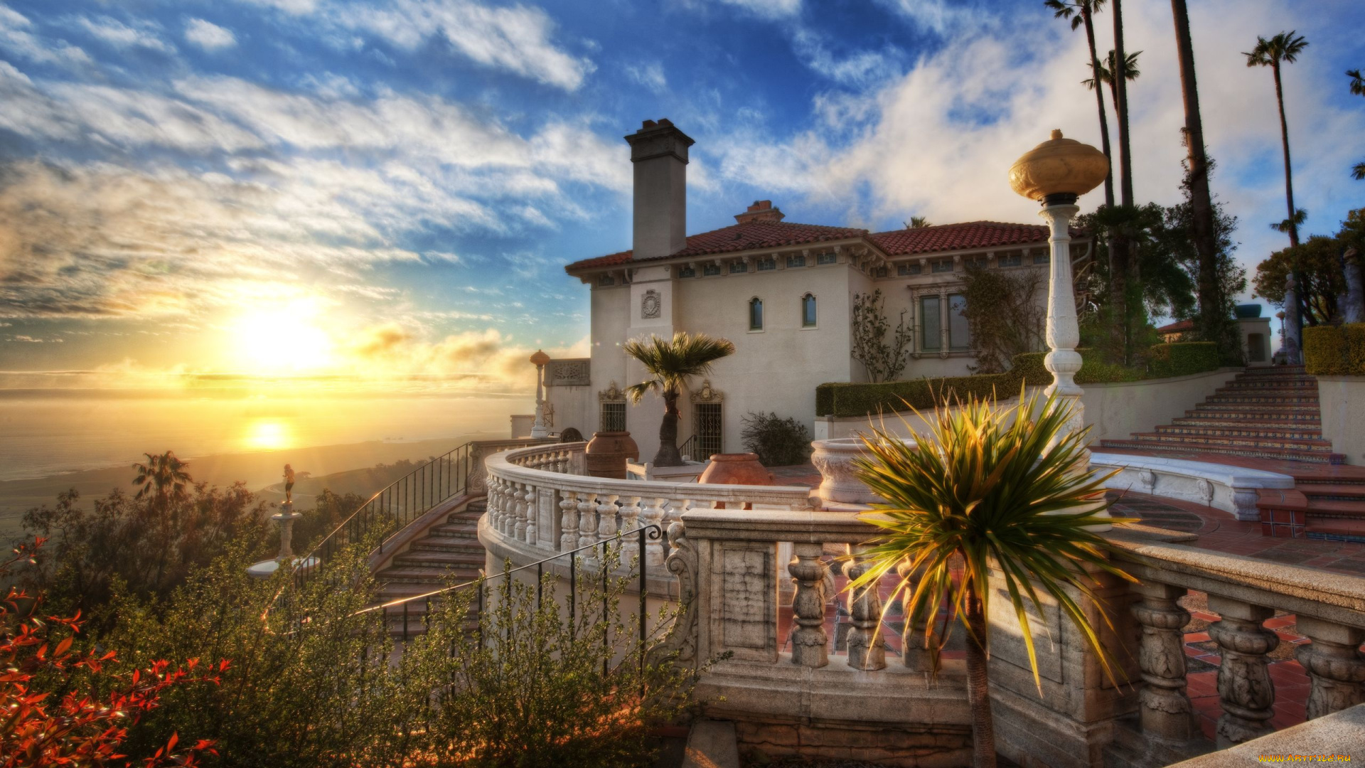 hearst, castle, california, города, дворцы, замки, крепости