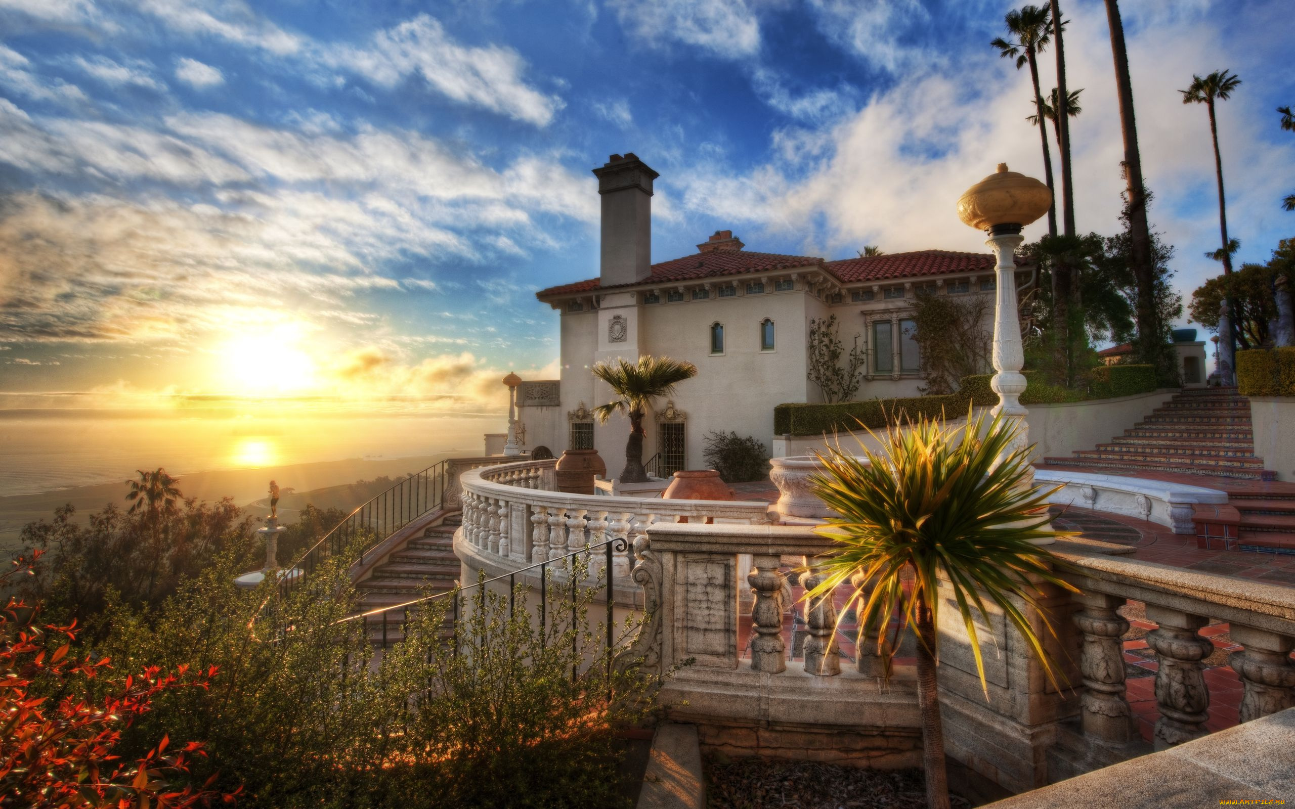 hearst, castle, california, города, дворцы, замки, крепости