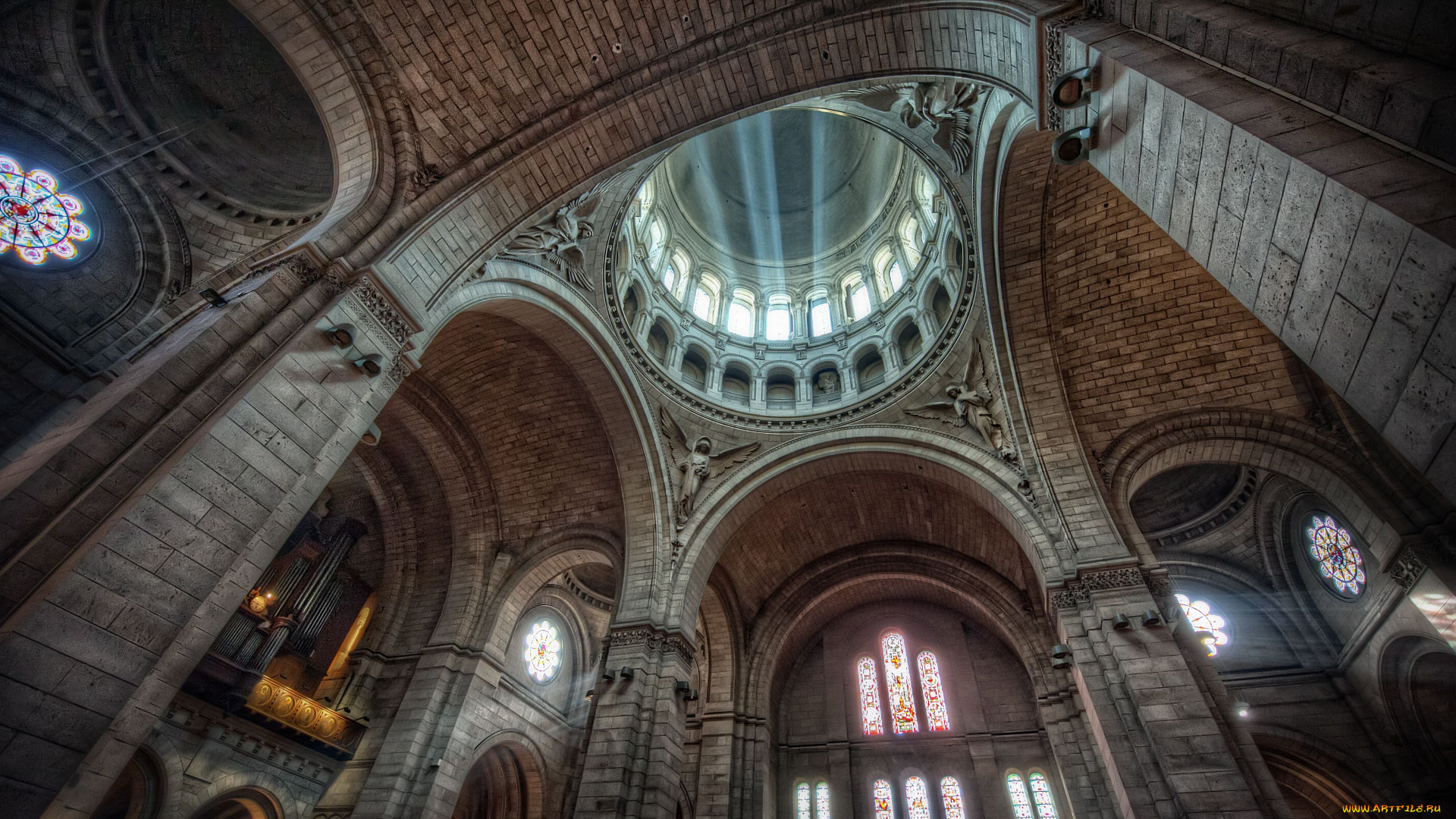 basilique, du, sacre, couer, интерьер, убранство, роспись, храма