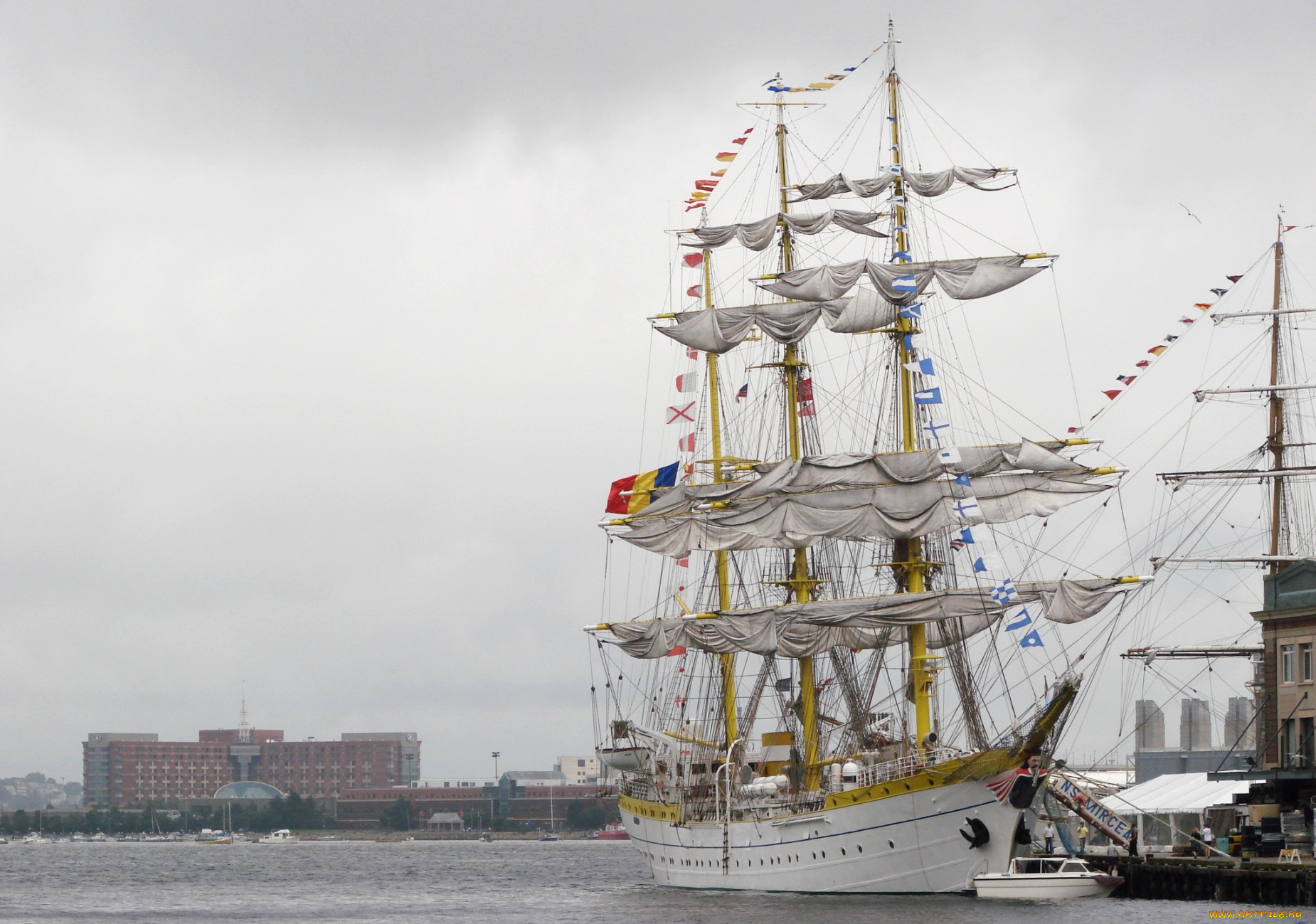 корабли, парусники, мачты, причал