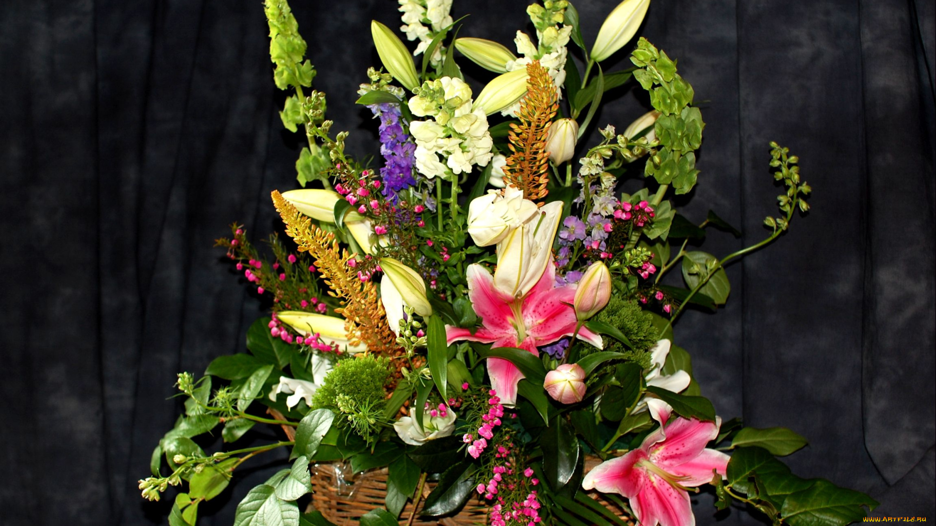 цветы, букеты, композиции, лилии, тюльпаны, левкой