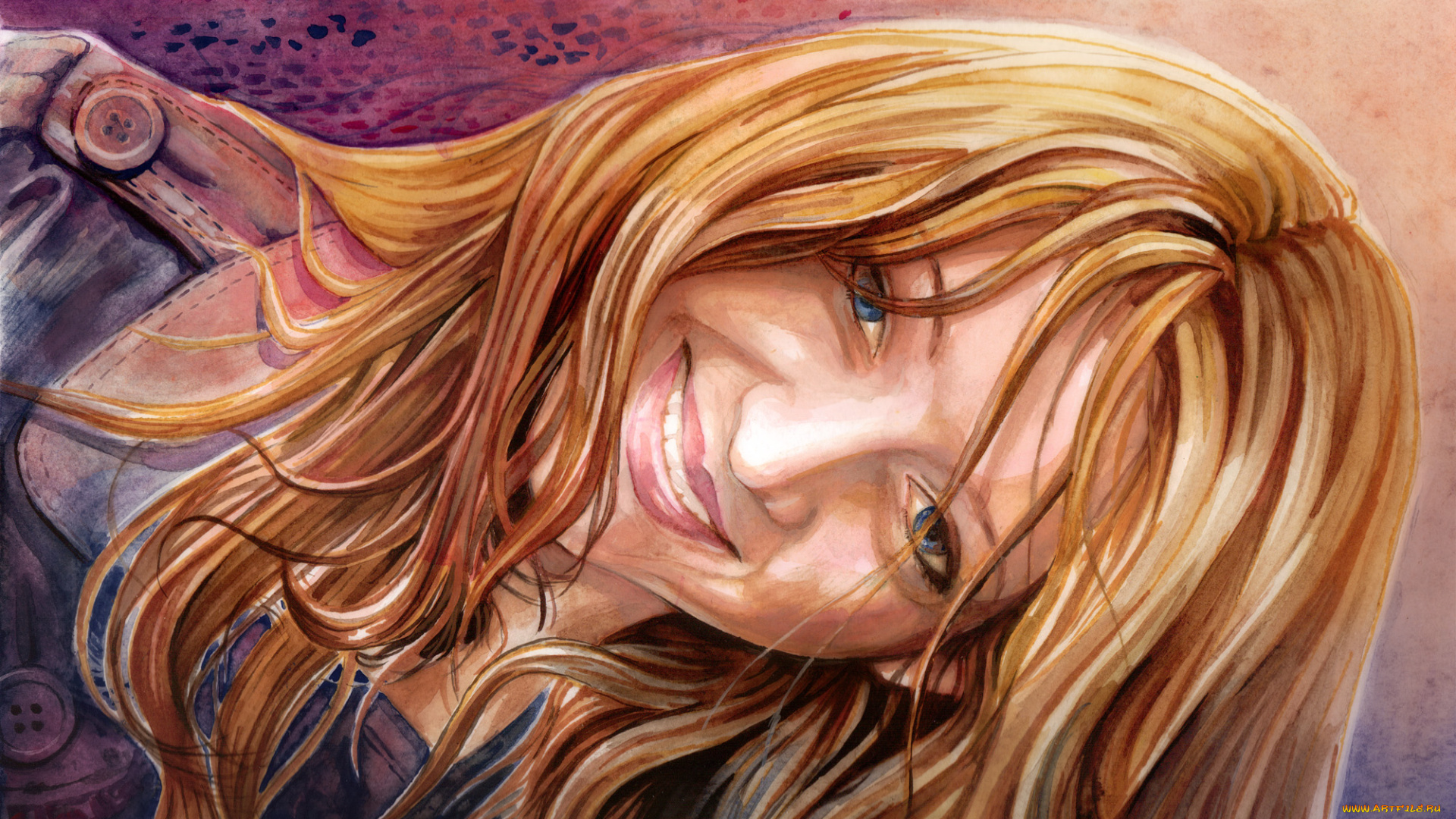 рисованные, люди, улыбка