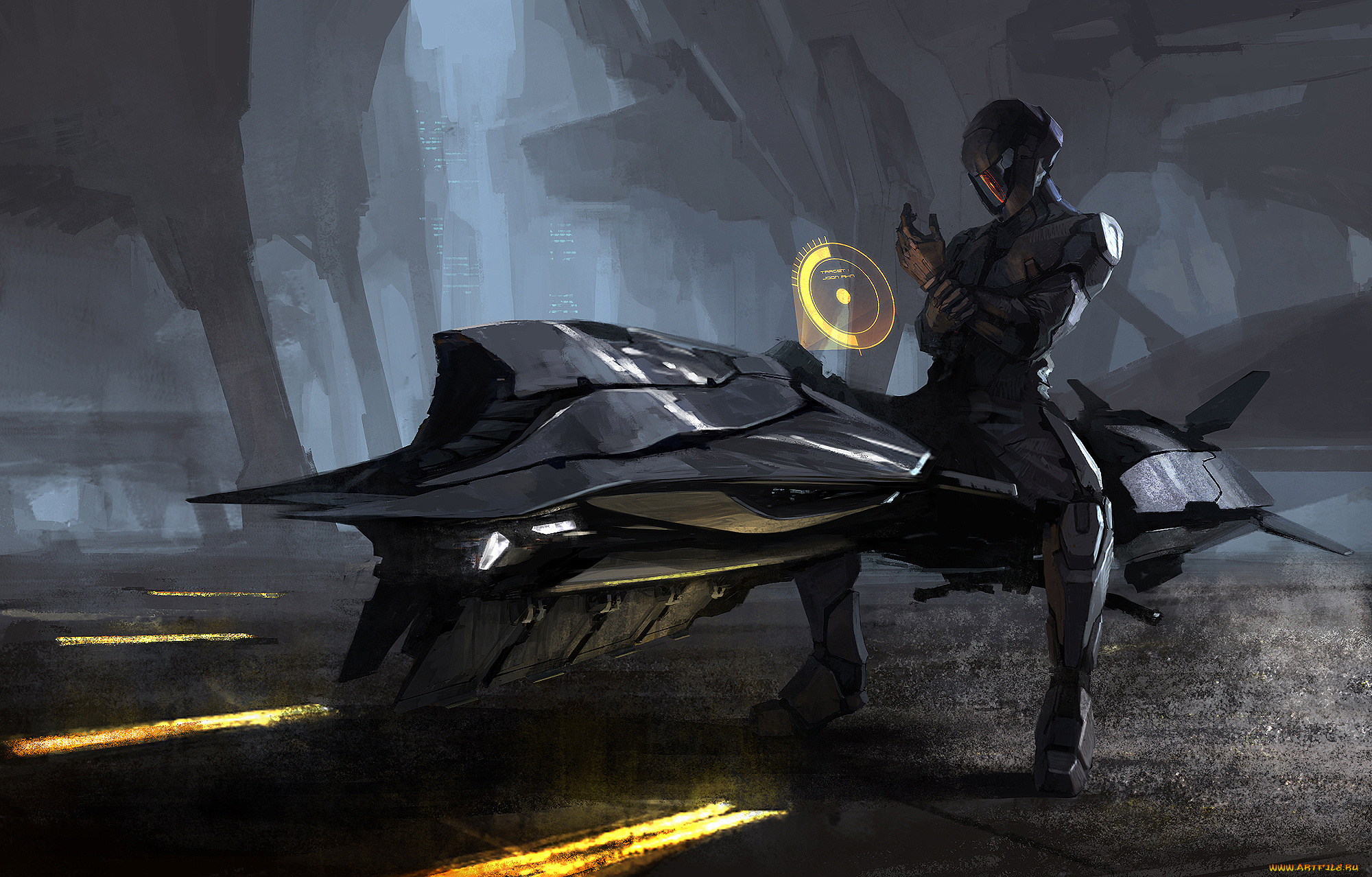 фэнтези, роботы, киборги, механизмы, космобайк