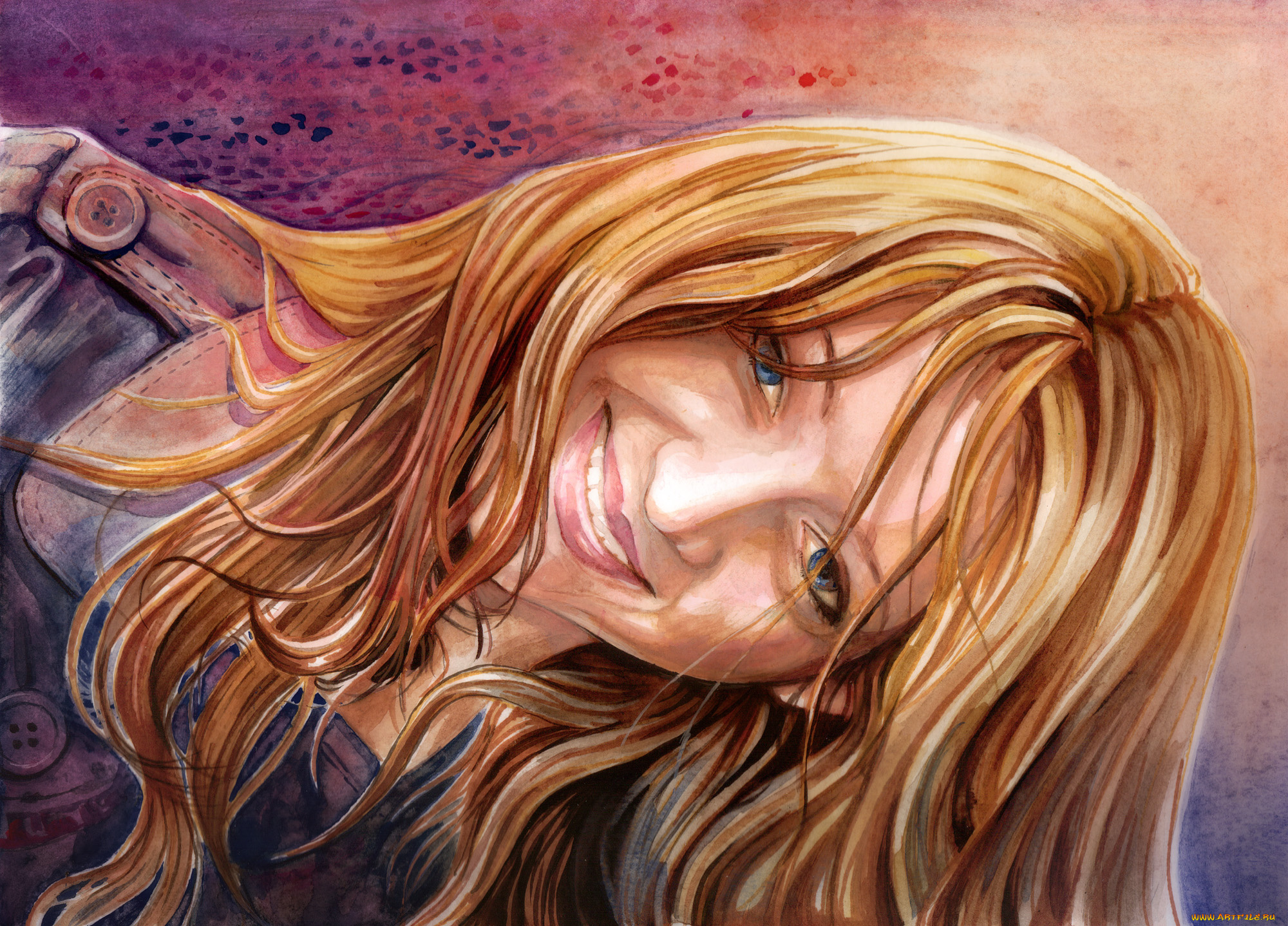 рисованные, люди, улыбка