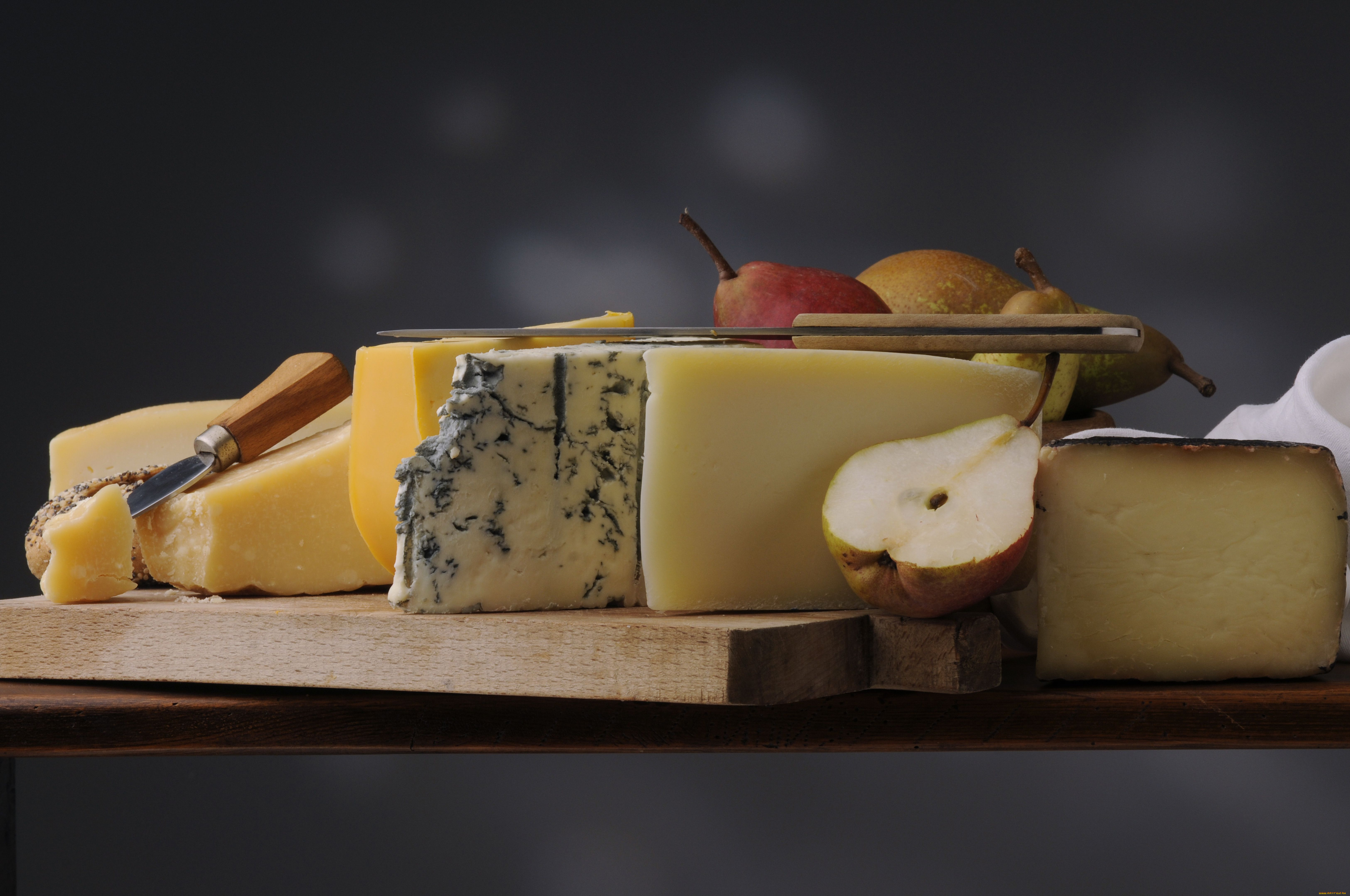 еда, сырные, изделия, ножи, груши, натюрморт