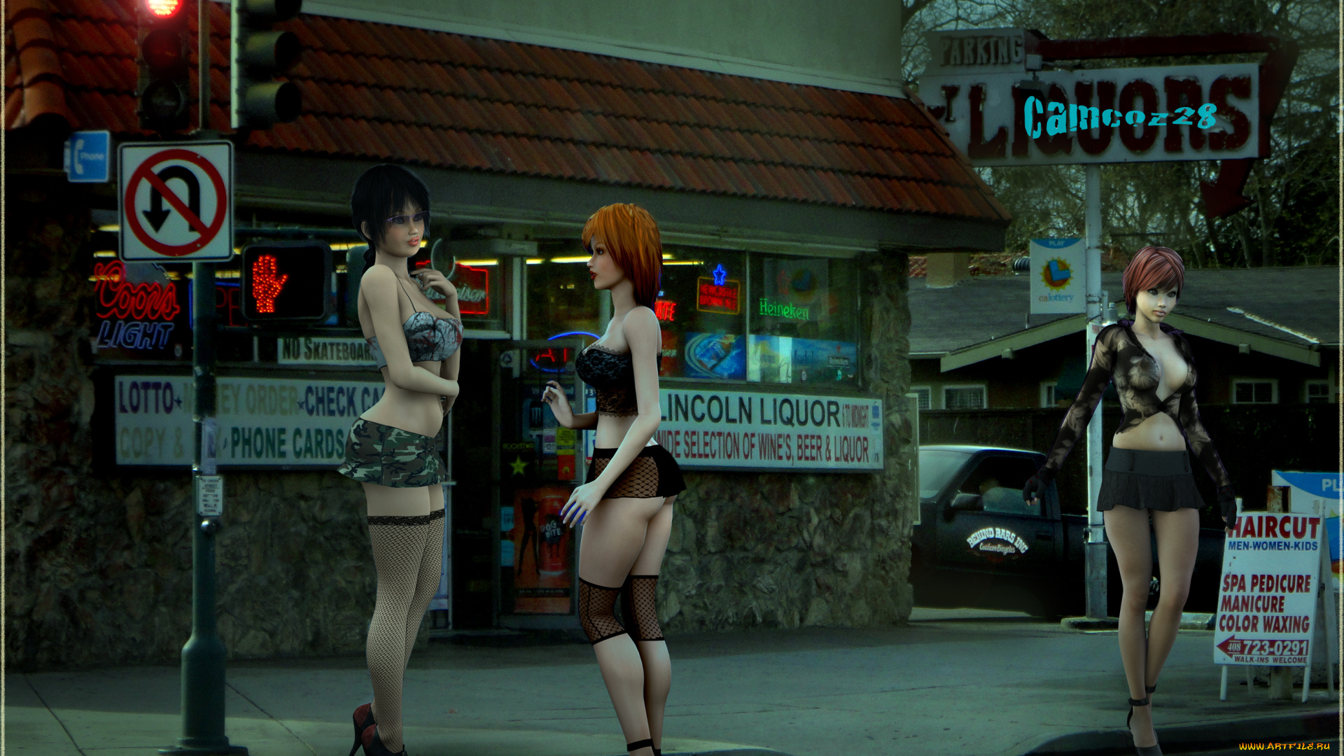 3д, графика, people, люди, девушки, улица