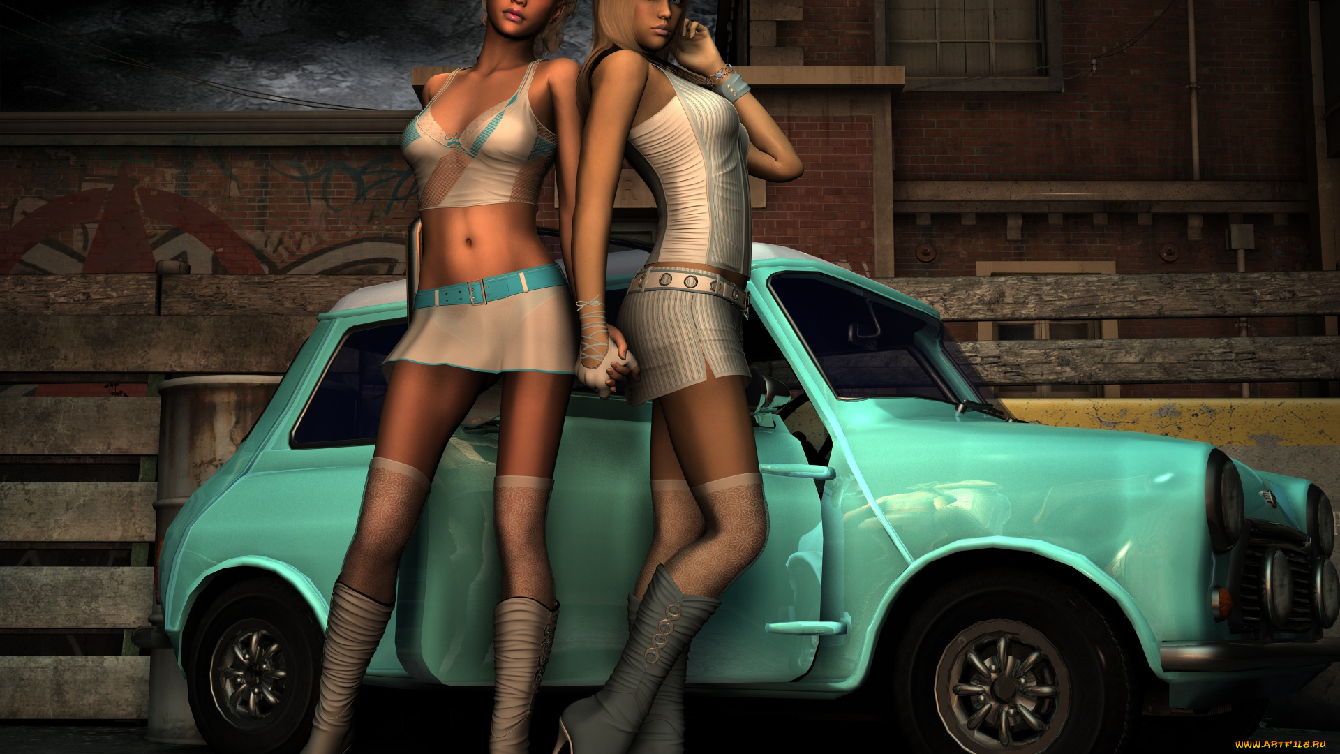 автомобили, 3д, девушки, автомобиль