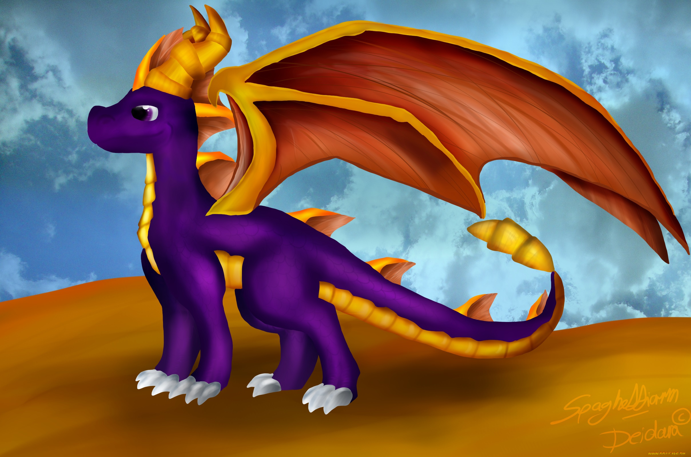 рисованные, животные, сказочные, мифические, дракон