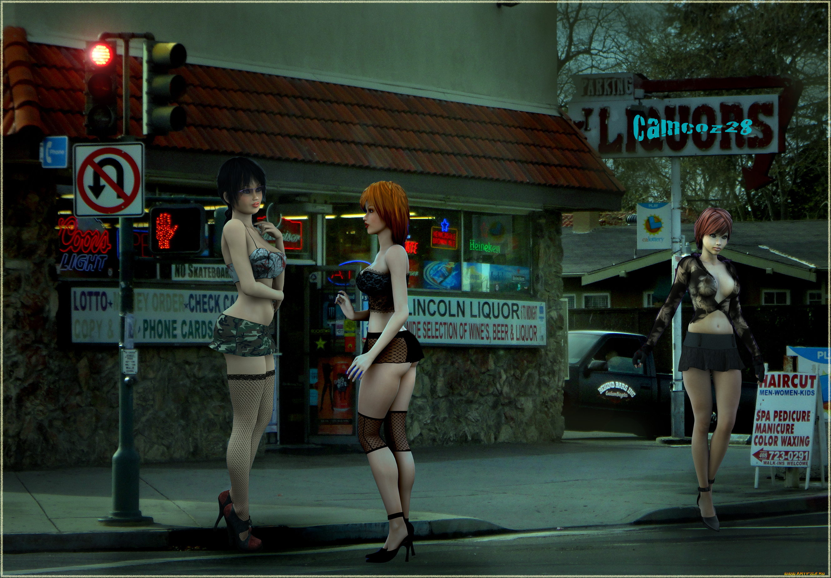 3д, графика, people, люди, девушки, улица