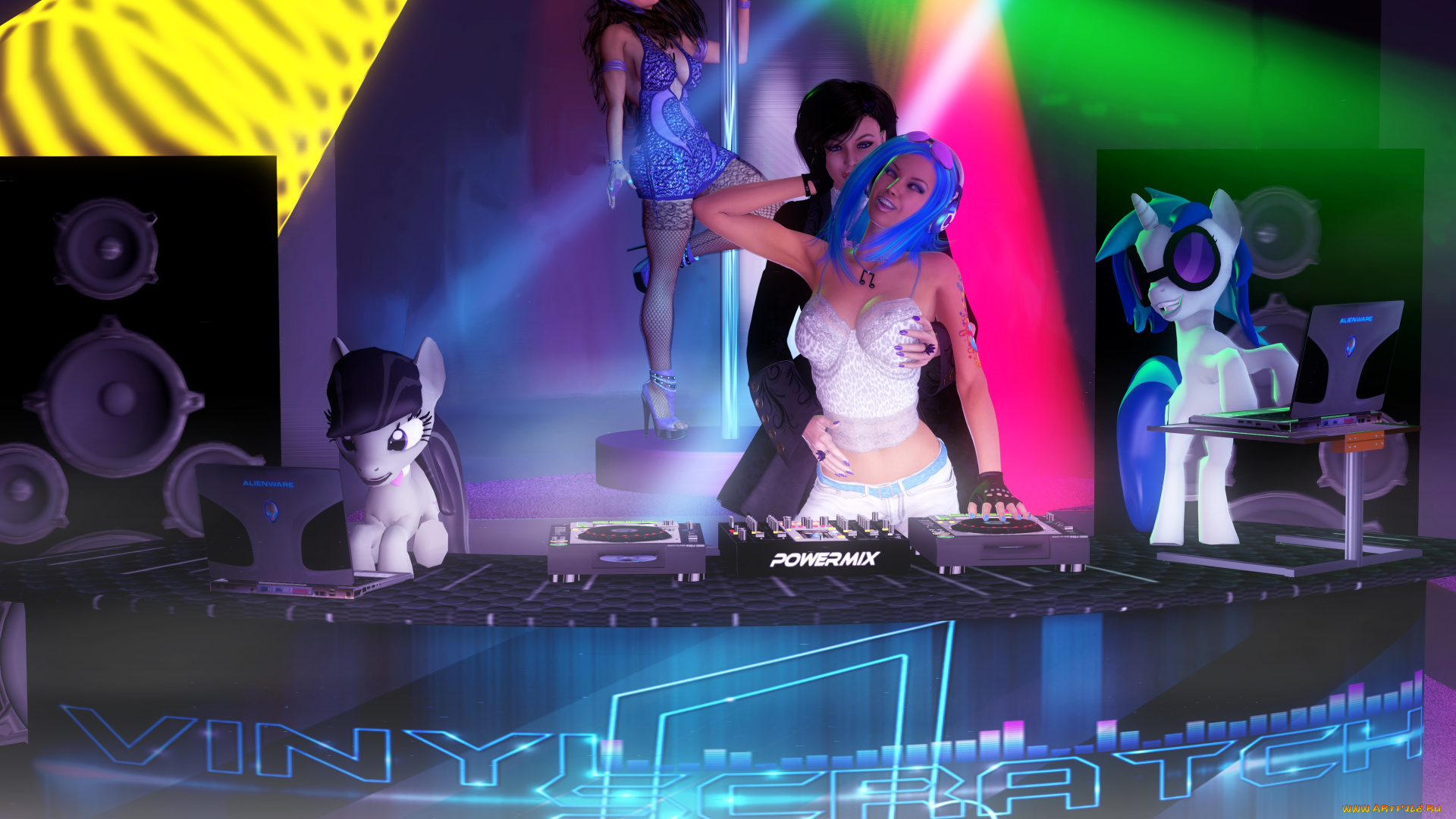 3д, графика, people, , люди, диджей, пони, девушка