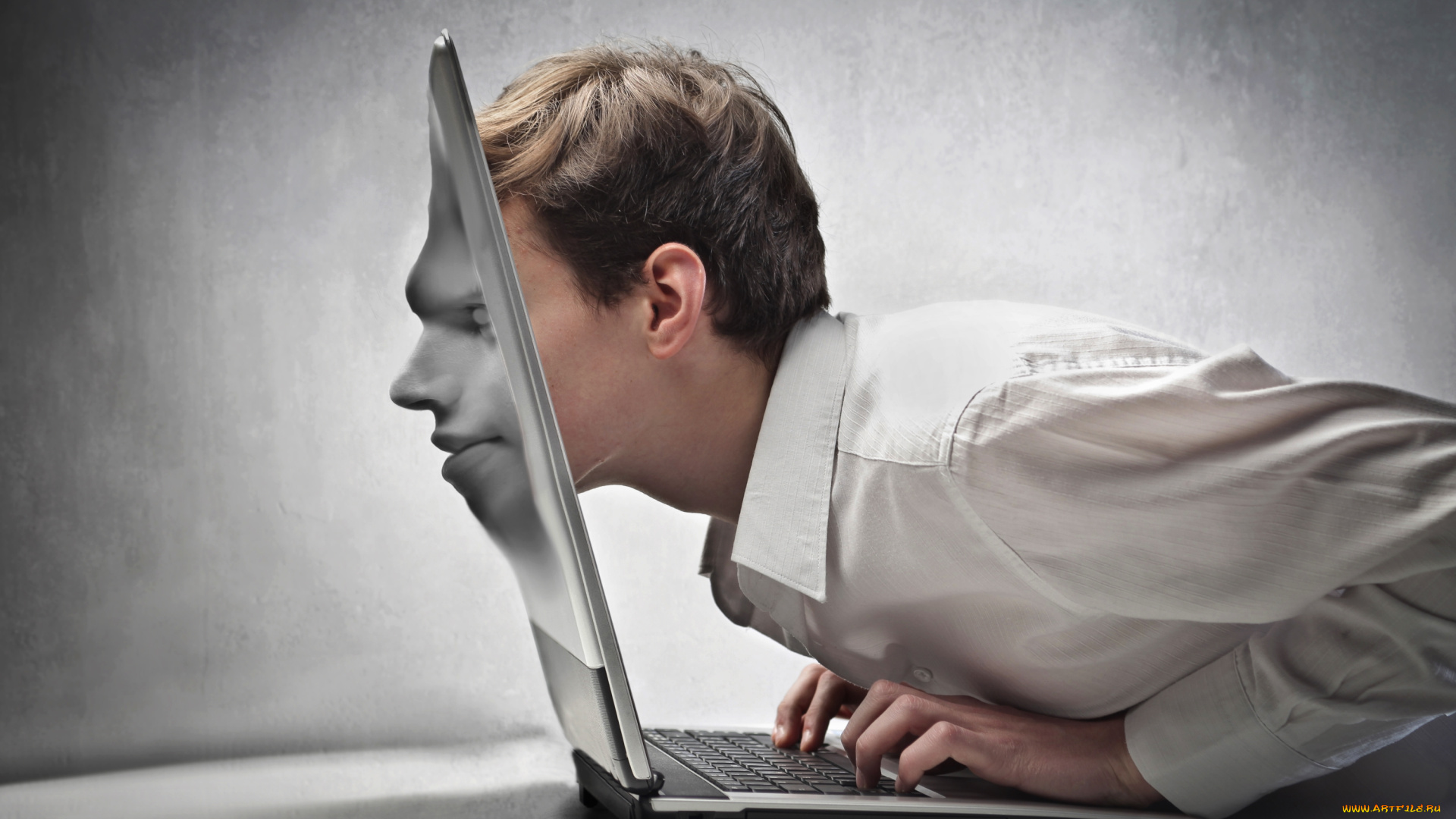 юмор, и, приколы, лицо, ноутбук