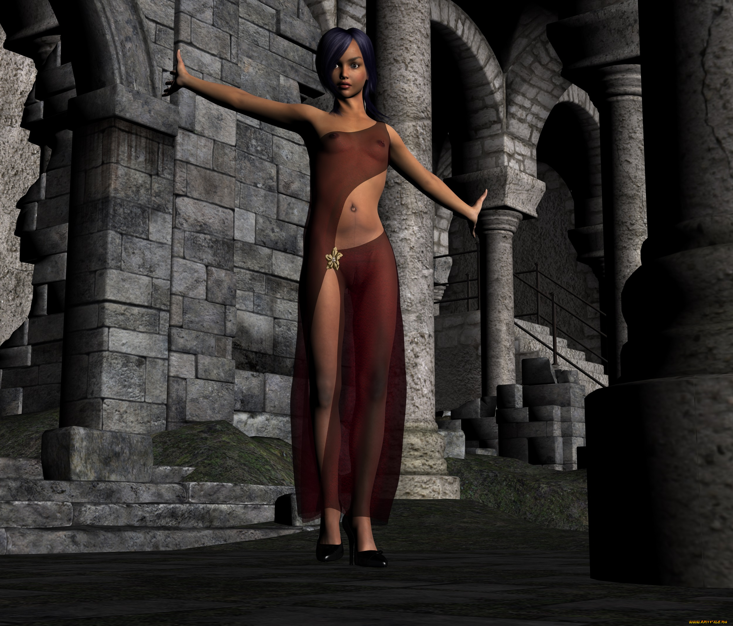 3д, графика, people, , люди, платье, взгляд, девушка