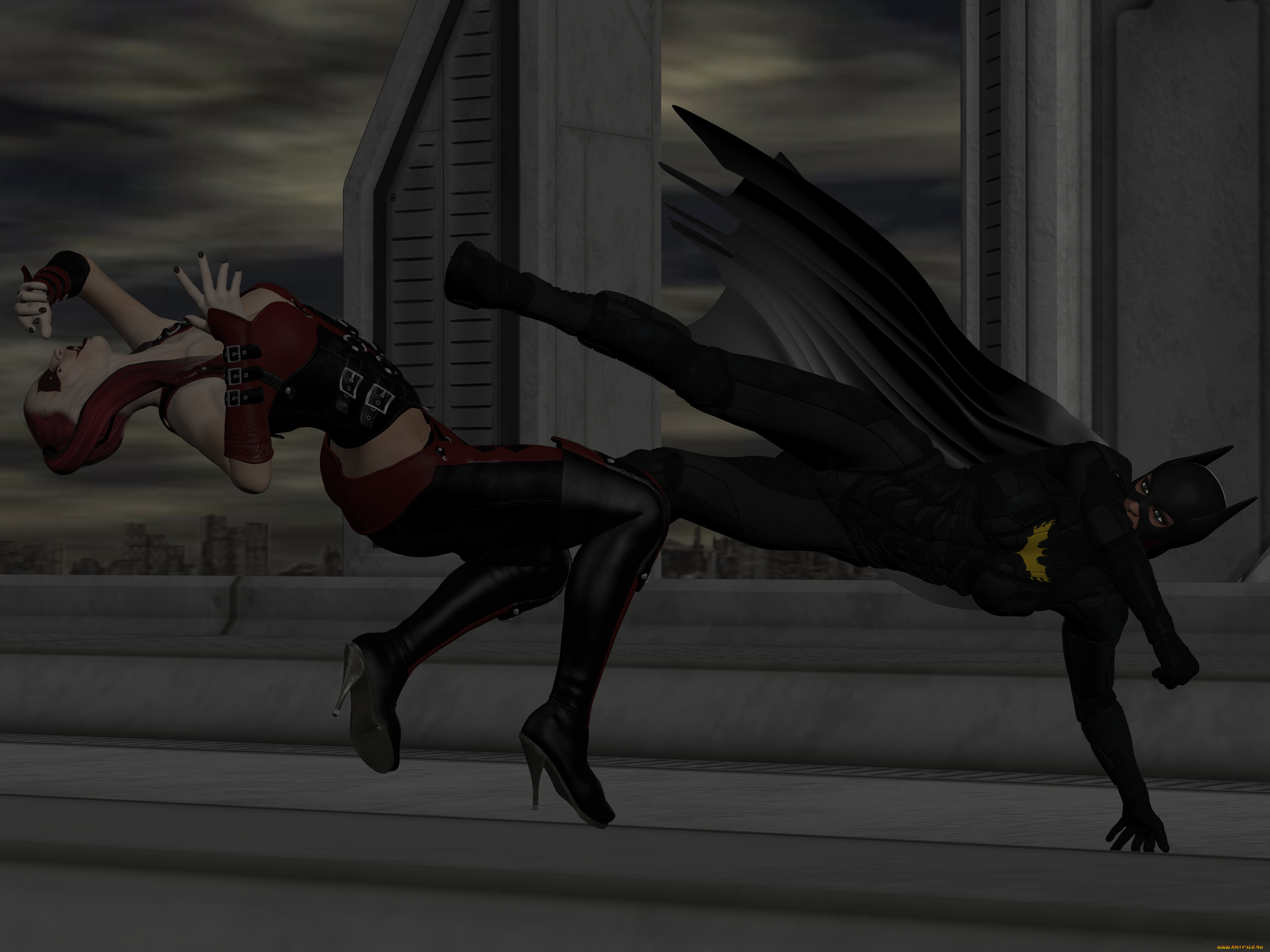 3д, графика, fantasy, , фантазия, драка, бетман