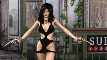 Картинка 3д+графика fantasy+ фантазия оружие взгляд девушка