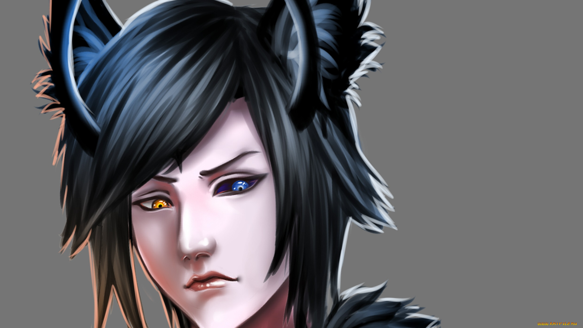 разное, арты, рога, ушки, парень, фон, арт