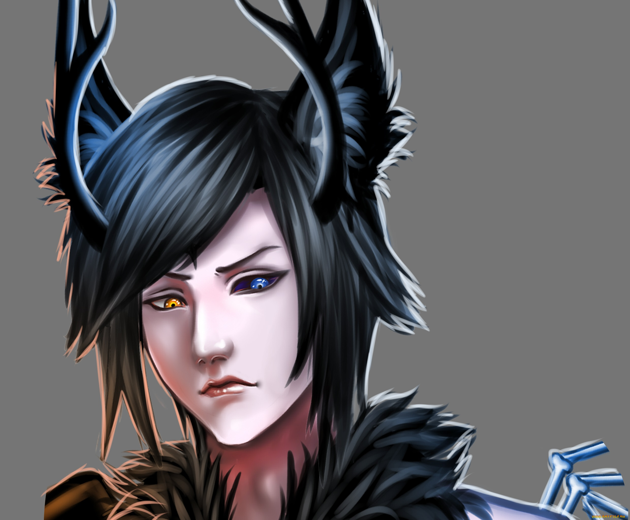 разное, арты, рога, ушки, парень, фон, арт