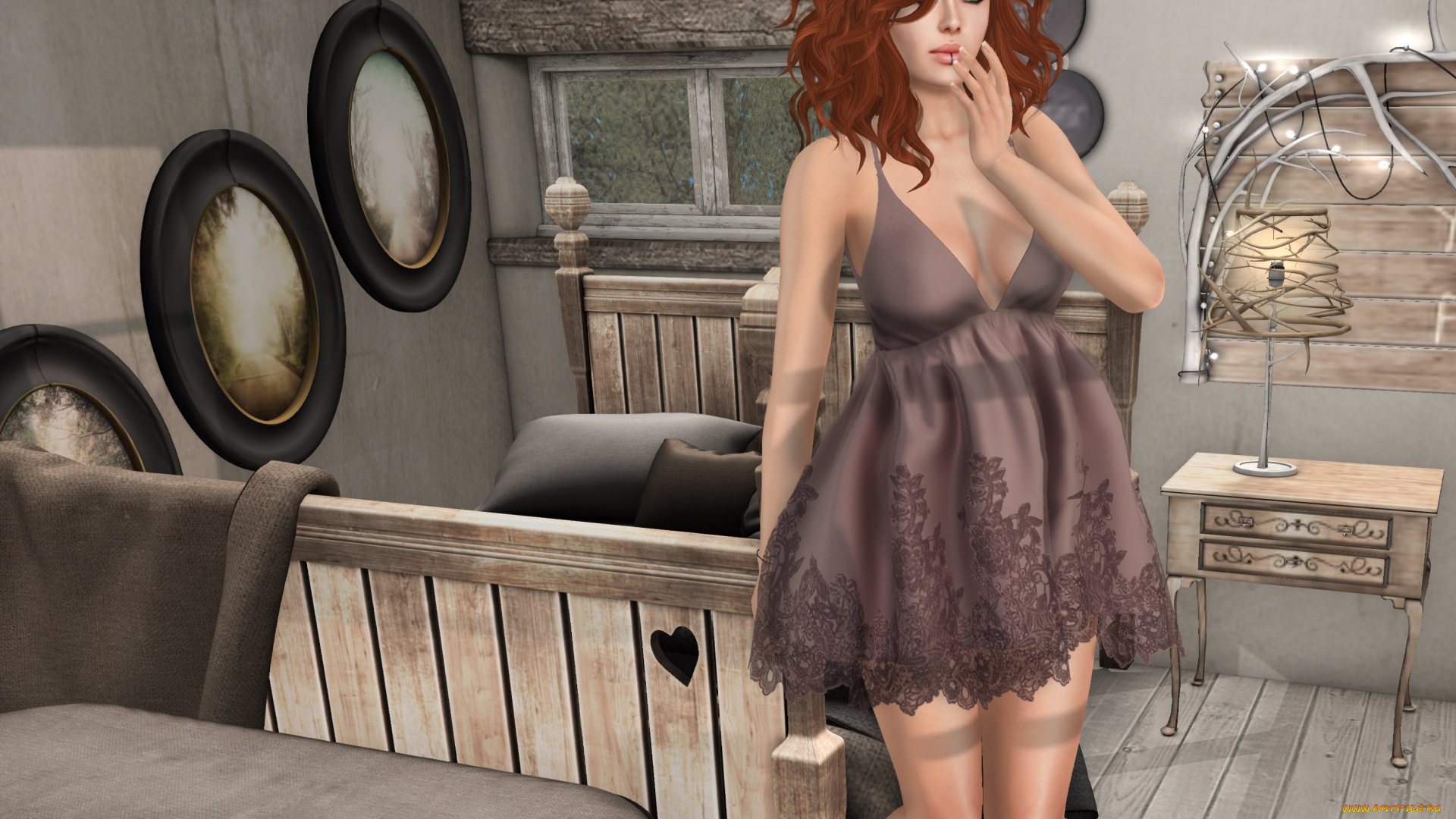 3д, графика, люди, , people, фон, взгляд, девушка, рыжая