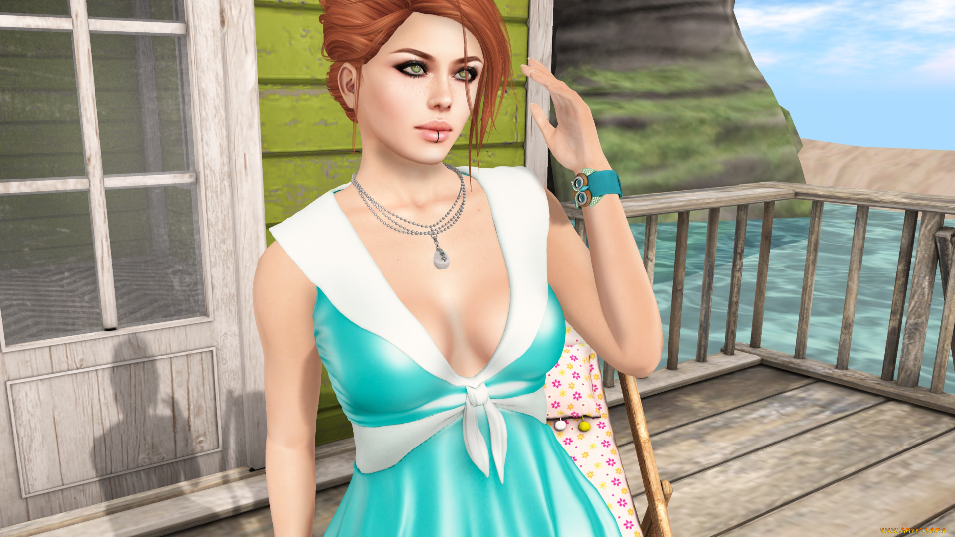 3д, графика, люди, , people, фон, взгляд, девушка, рыжая