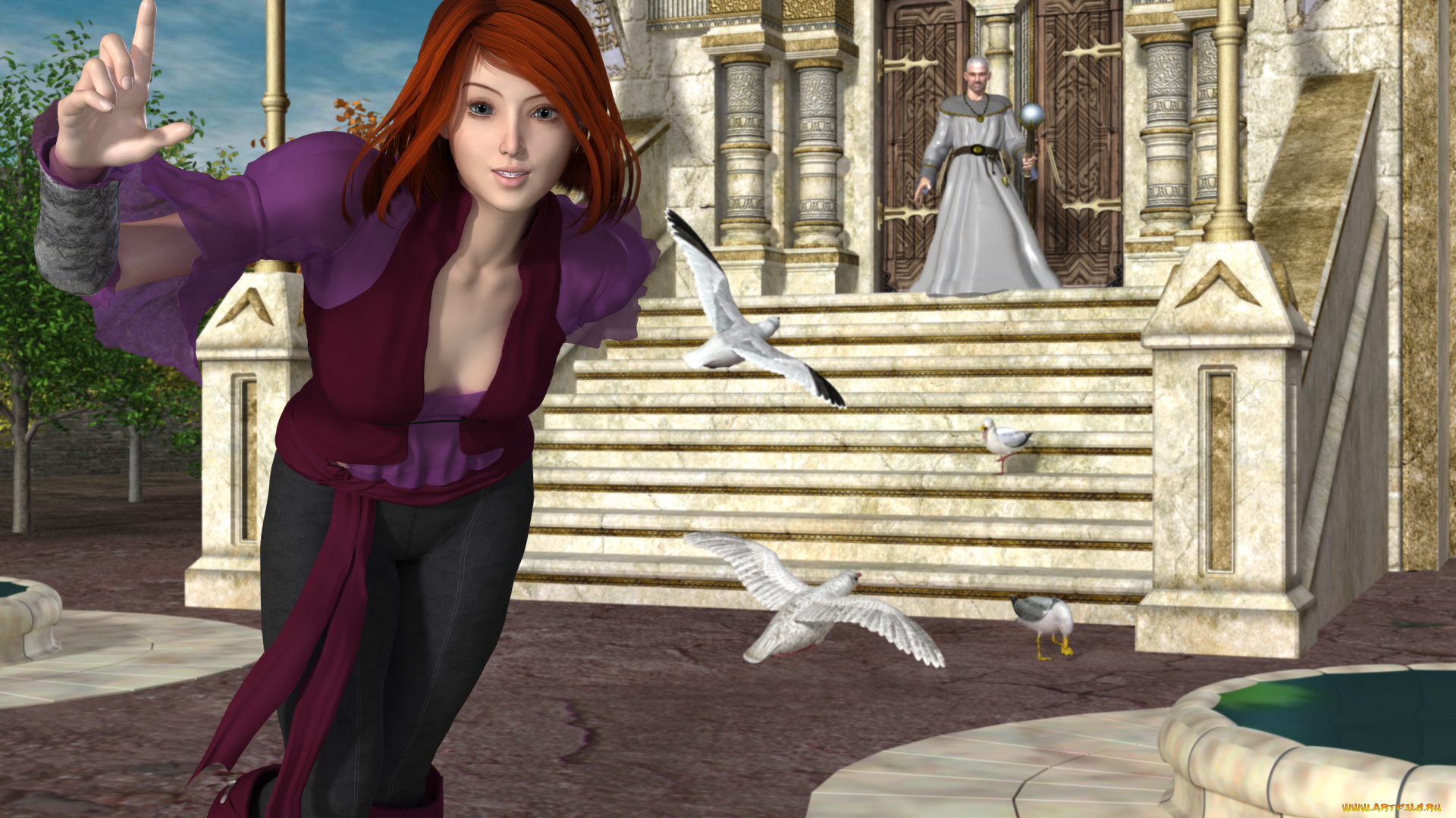 3д, графика, люди, , people, взгляд, девушка, фон