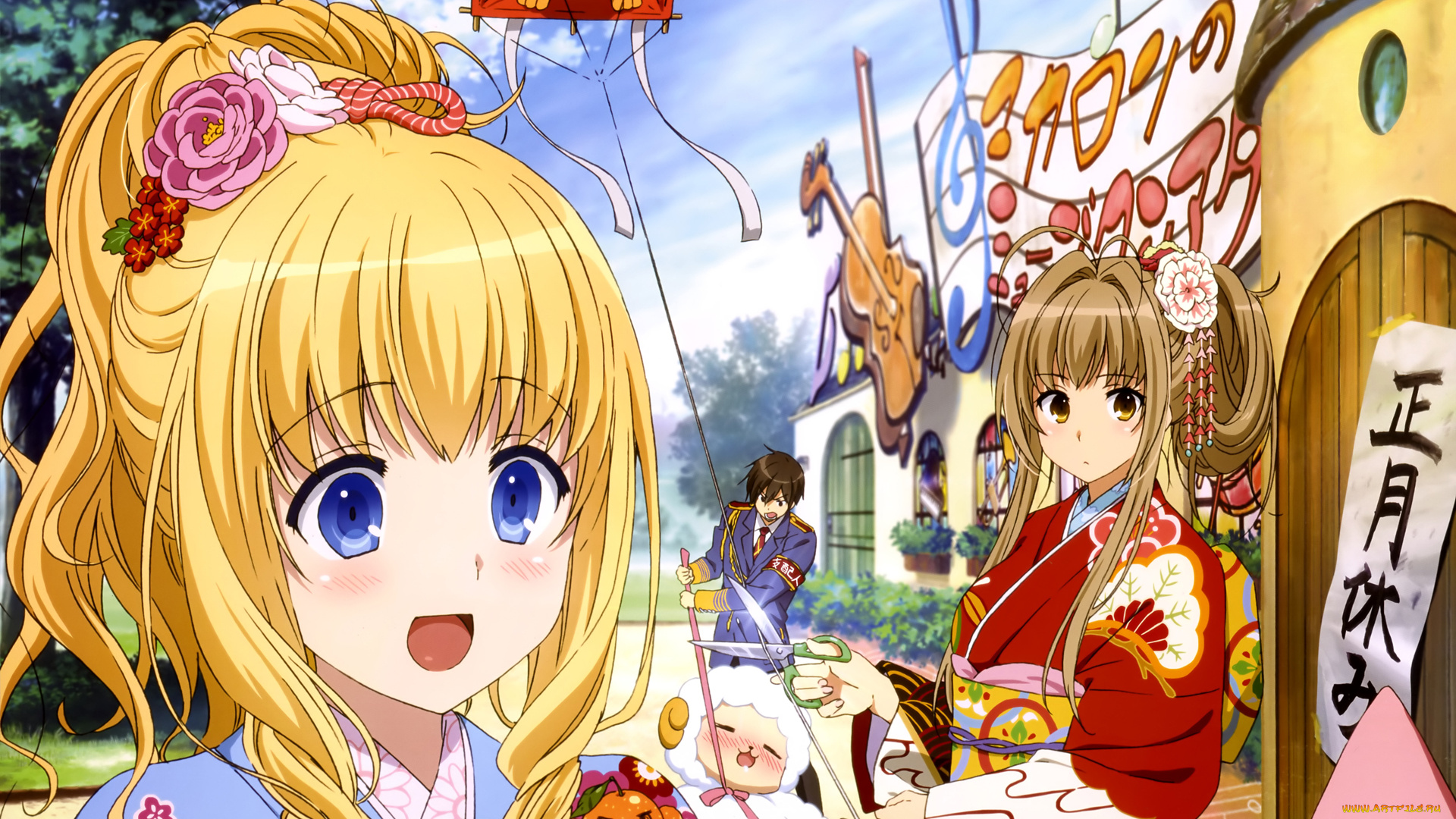 amagi, brilliant, park, аниме, фон, взгляд, девушки