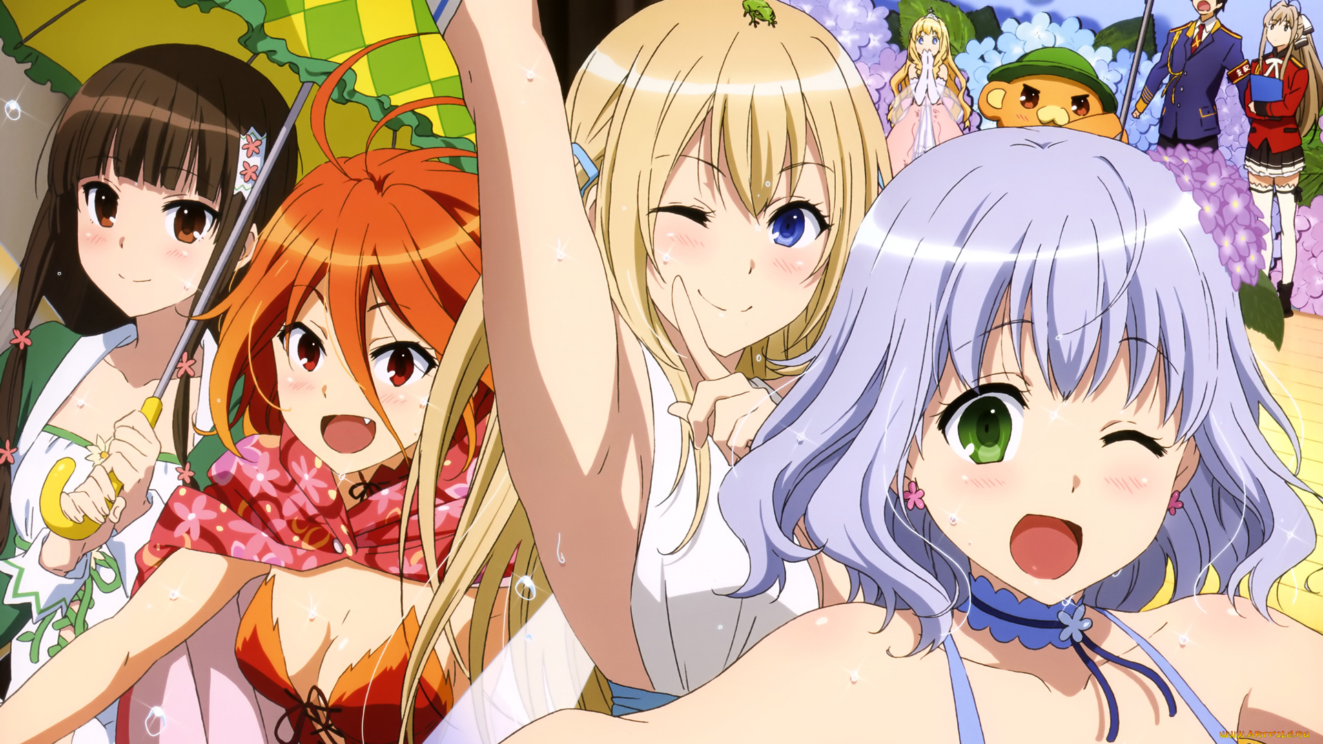 аниме, amagi, brilliant, park, взгляд, девушки, фон