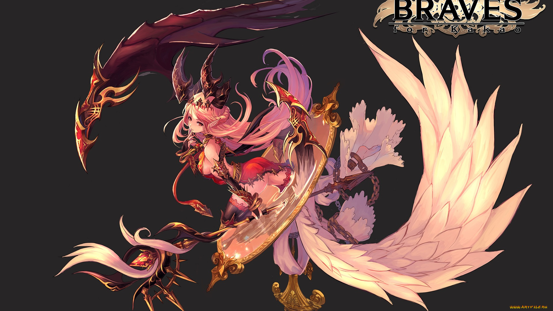 аниме, ангелы, , демоны, девушка, коса, демон