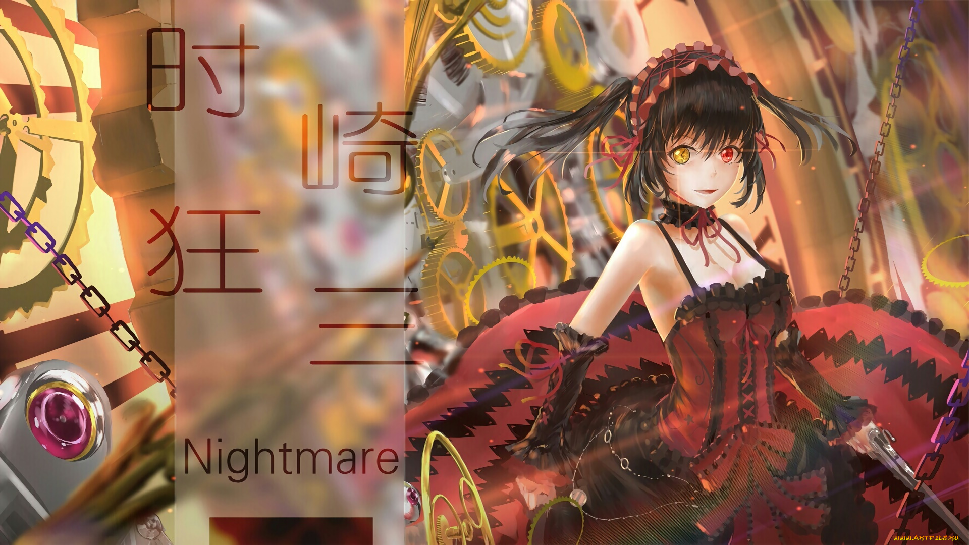 аниме, date, a, live, девушка, фон, взгляд