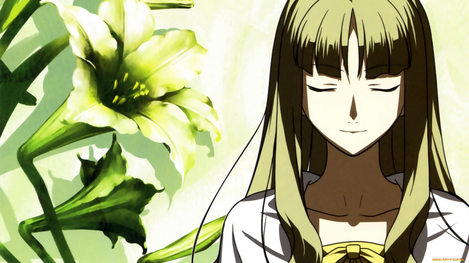 аниме, fate, zero, лилии, девушка