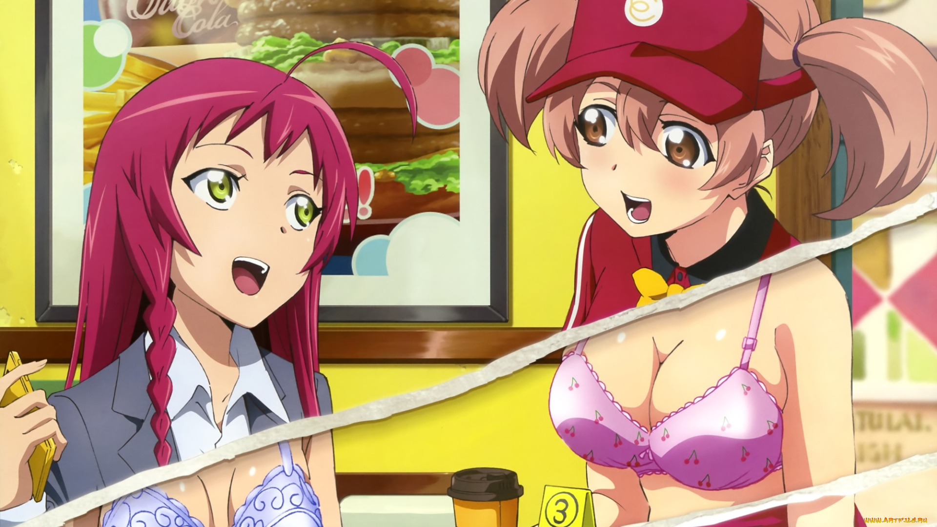 аниме, hataraku, maou-sama, девушки