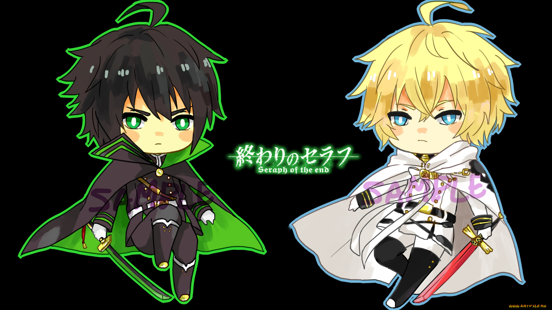 аниме, owari, no, seraph, микаэла, юичиро, малыши