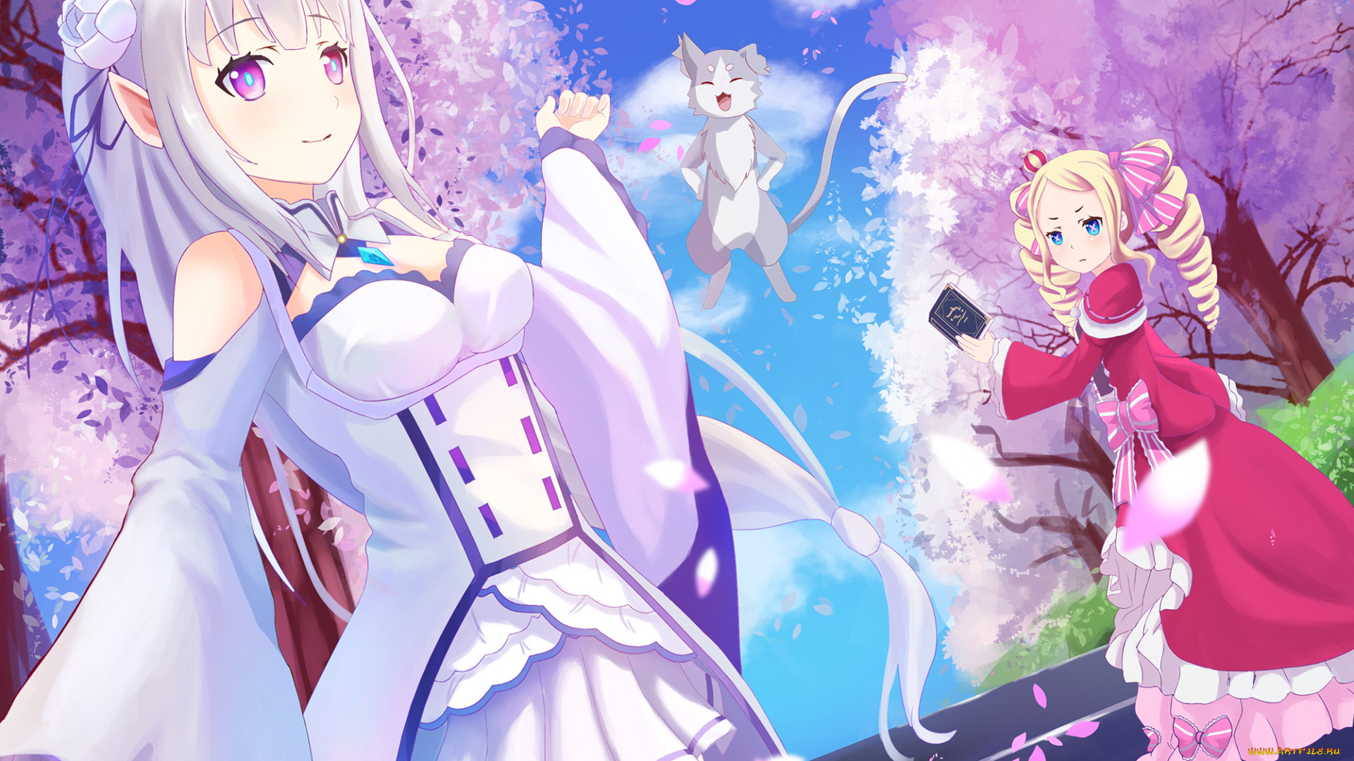 аниме, re, , zero, kara, hajimeru, isekai, seikatsu, фон, взгляд, девушки