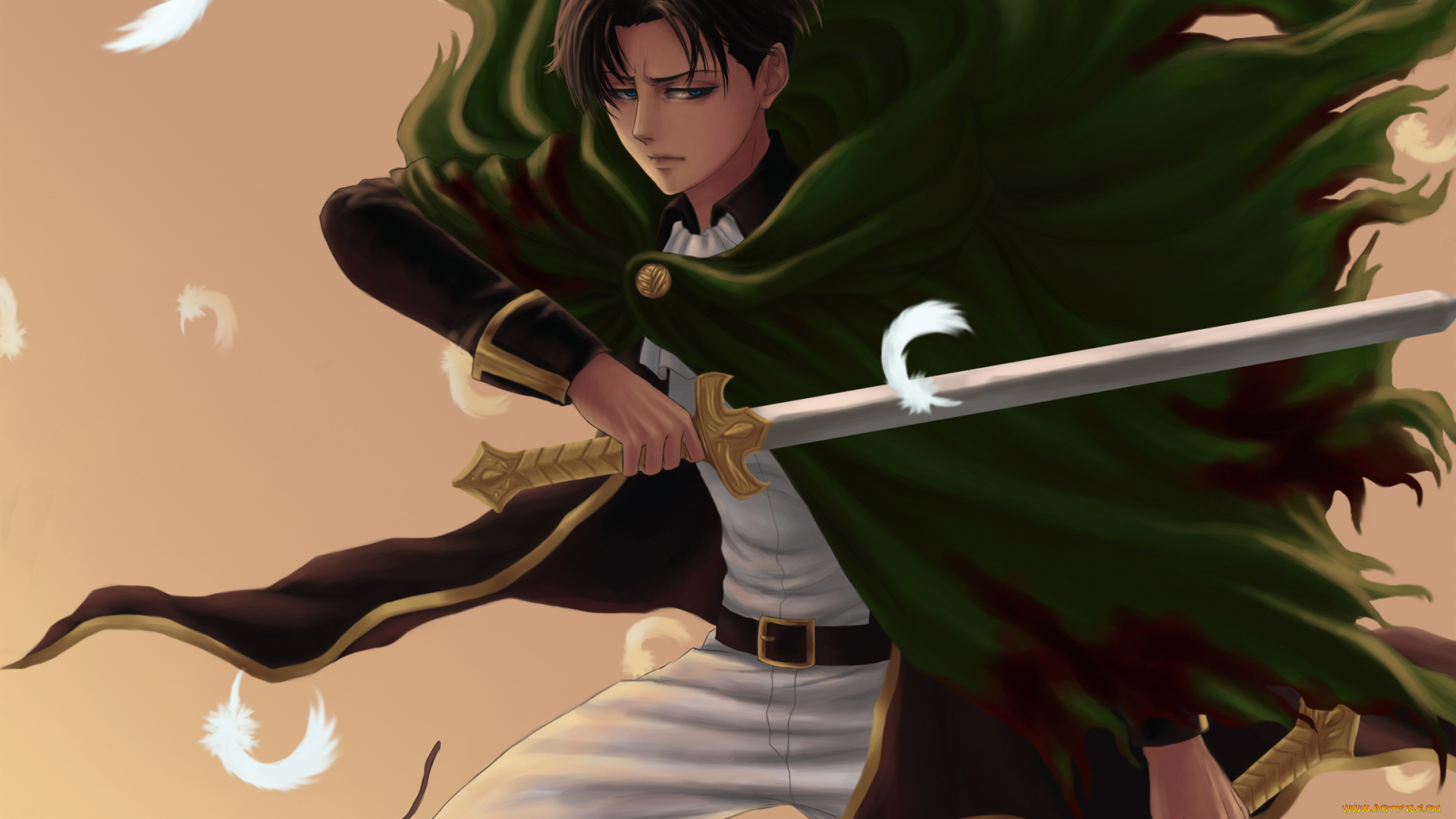 аниме, shingeki, no, kyojin, меч, капрал, леви