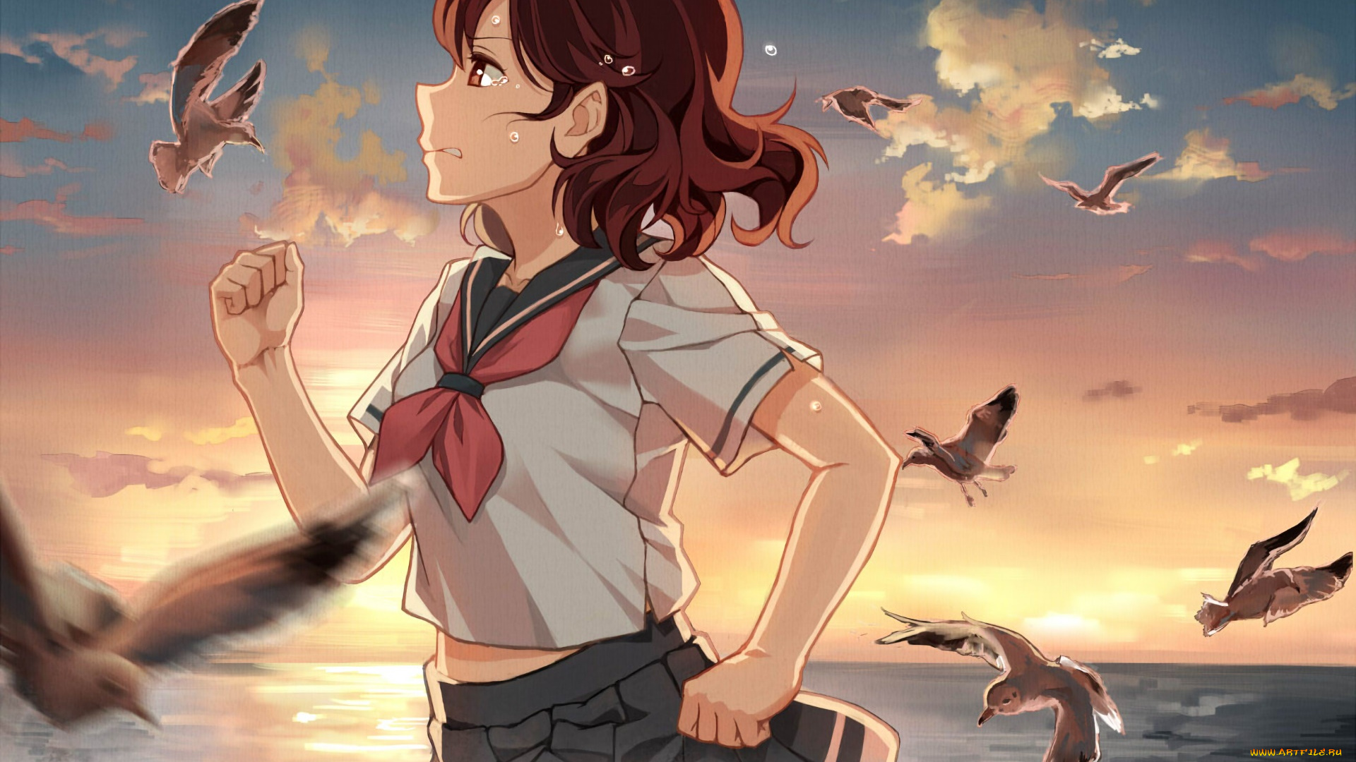 аниме, sound, horizon, фон, взгляд, девушка