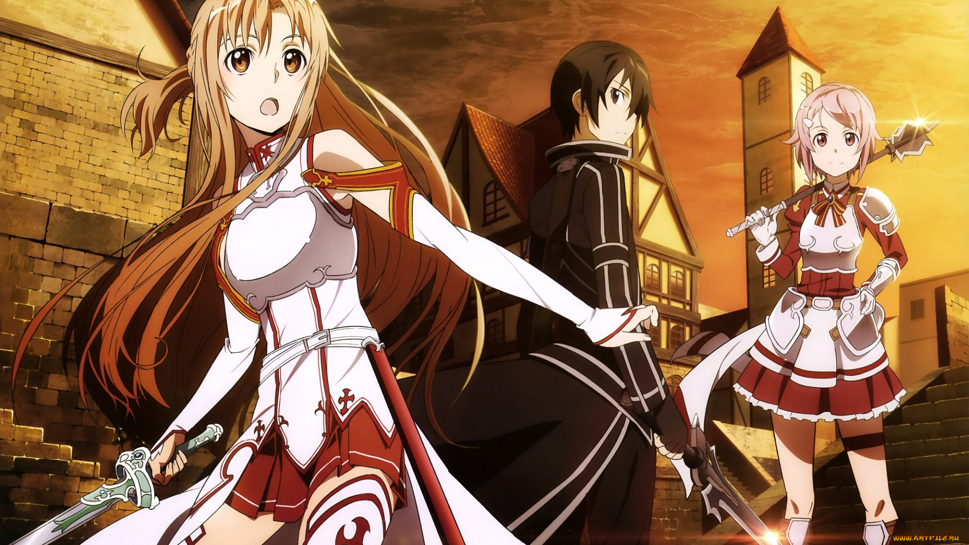 аниме, sword, art, online, асуна, кирито
